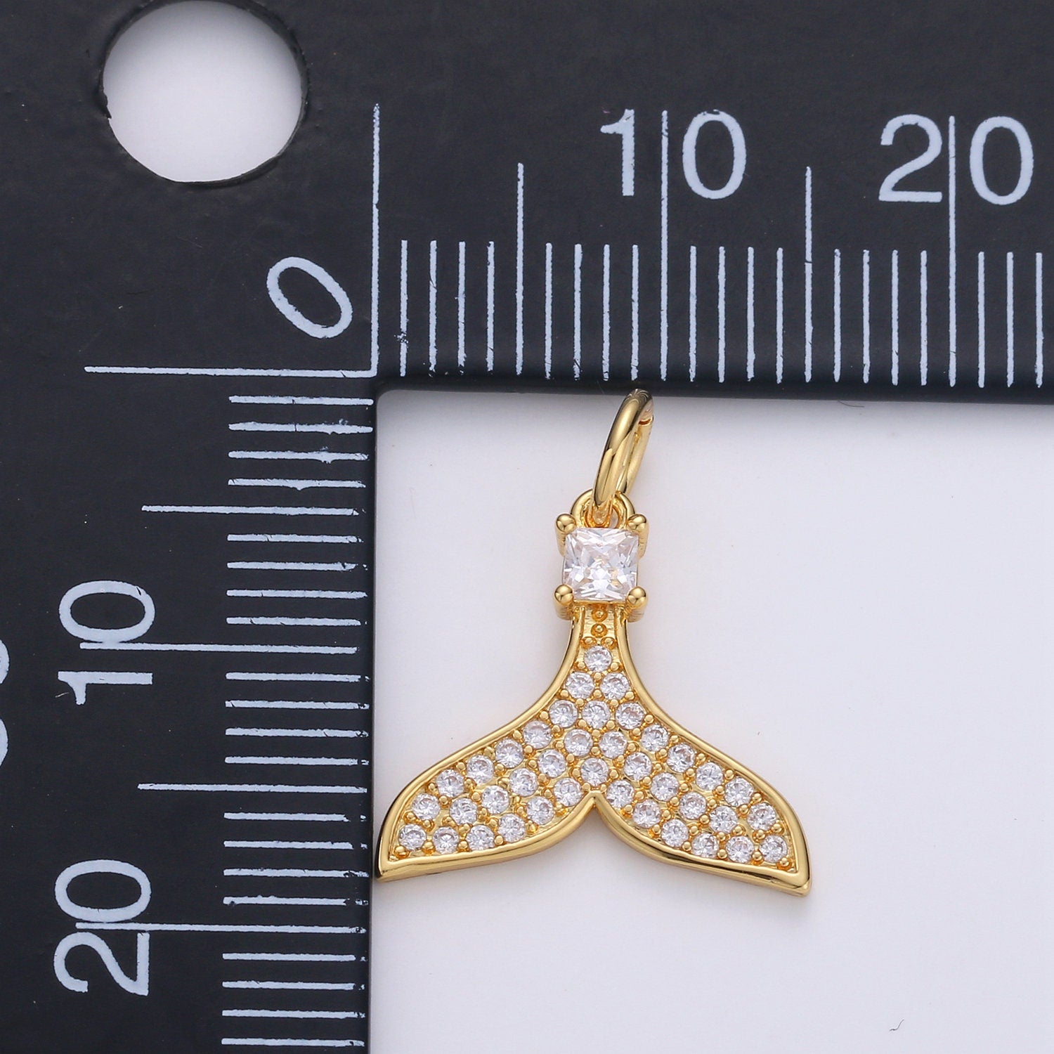 Micro Pave Gold Whale Tail Charm, Bracelet Charm,Necklace Charm, Earring Charm, Ocean Jewelry, Fish Tail,Dolphin Tail,Mermaid Tail,CHGF-1596