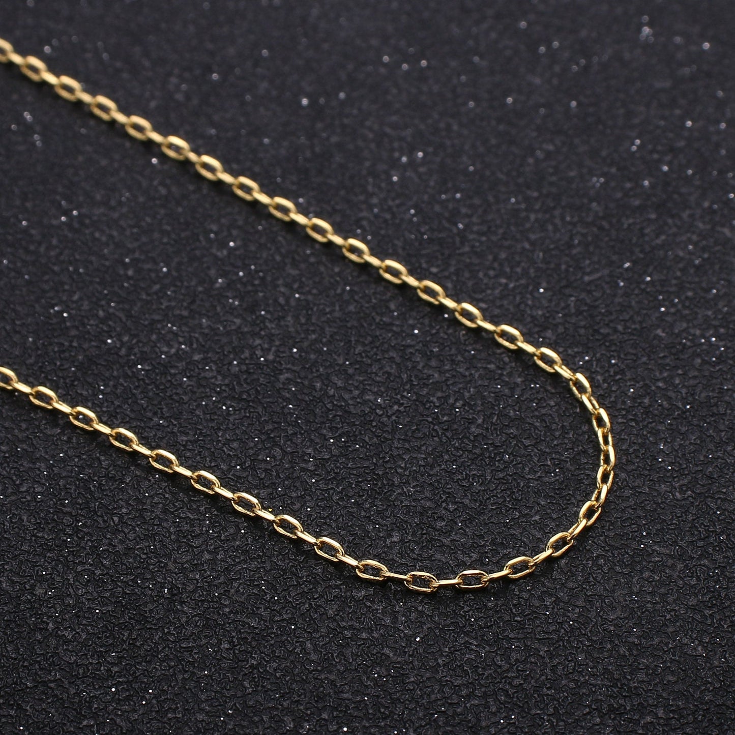 24K Gold Rolo Cable Chain by Yard, Oval Link Chain by Foot, Wholesale bulk Roll Chain for DIY Jewelry , Thickness 1mm,225