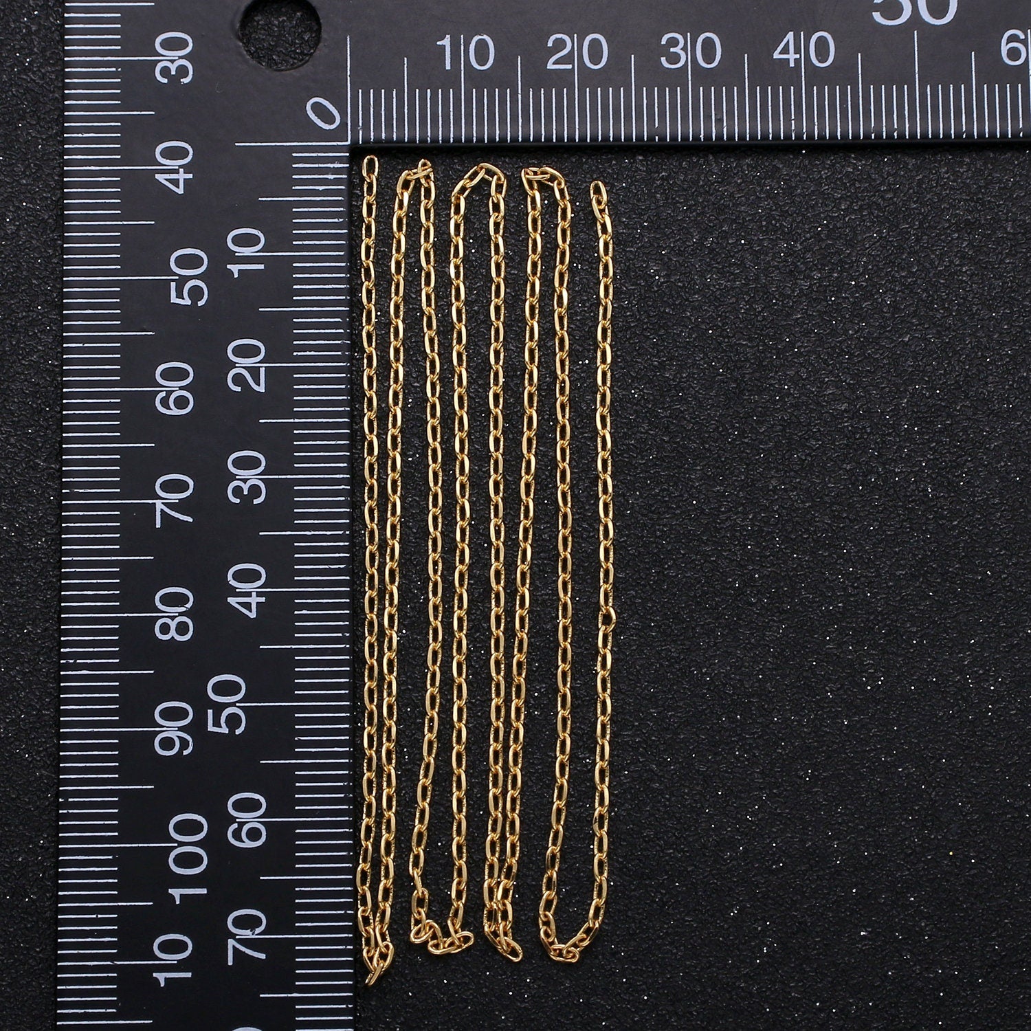 24K Gold Rolo Cable Chain by Yard, Oval Link Chain by Foot, Wholesale bulk Roll Chain for DIY Jewelry , Thickness 1mm,225