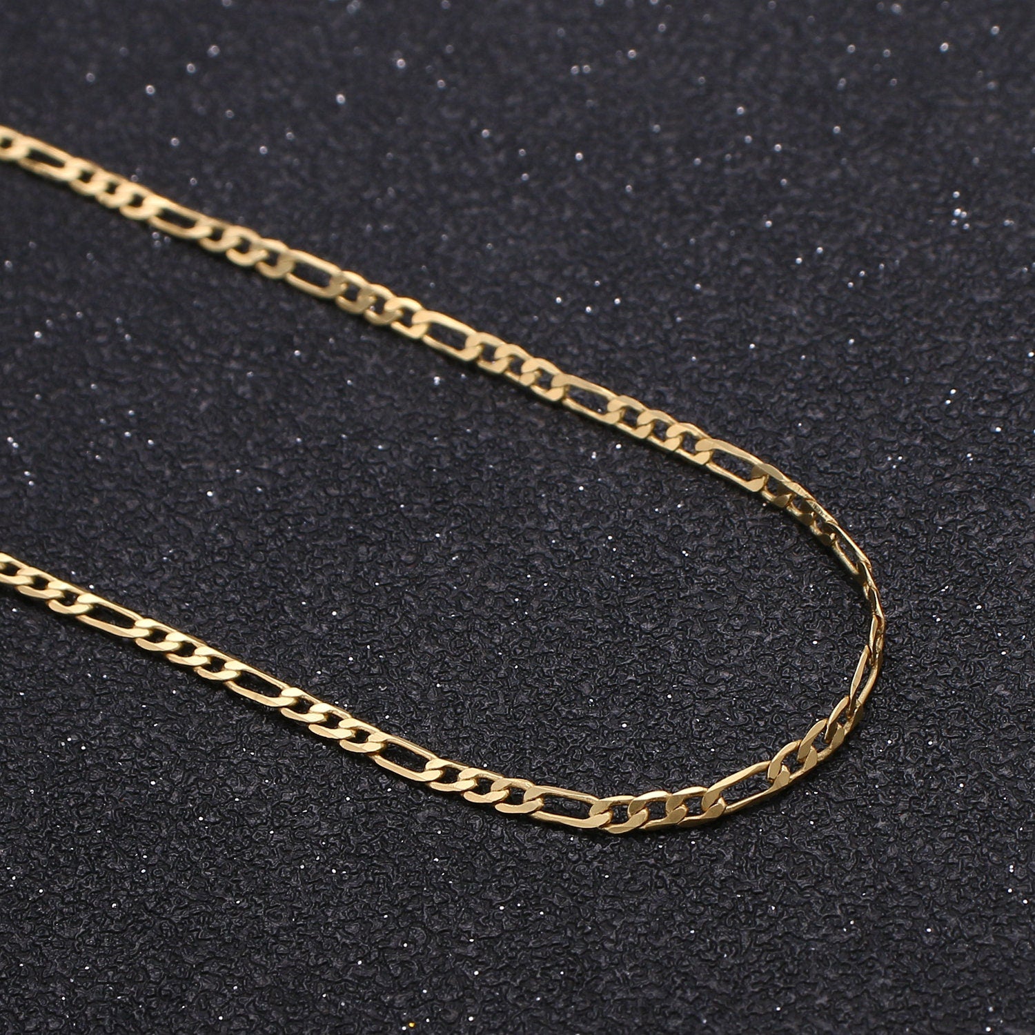 Gold Figaro Chain by Yard, Link Cable Link Elongate Chain by Foot, Wholesale bulk Roll Chain Jewelry Making 4.5mm width, Roll-226