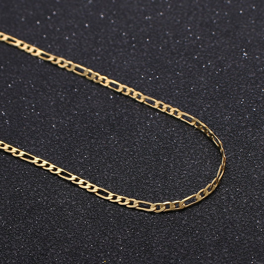 Gold Figaro Chain by Yard, Link Cable Link Elongate Chain by Foot, Wholesale bulk Roll Chain Jewelry Making 4.5mm width, Roll-226