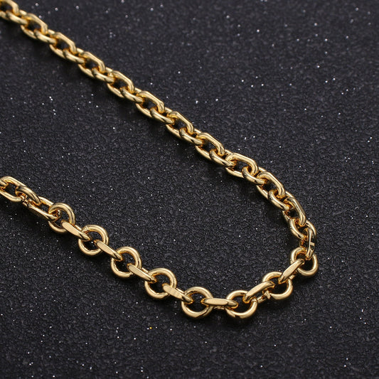 24K Gold Rolo Cable Chain by Yard, Link Cable Rolo Round Chain, Wholesale bulk Roll Chain Jewelry Making 3x3mm, Roll-229