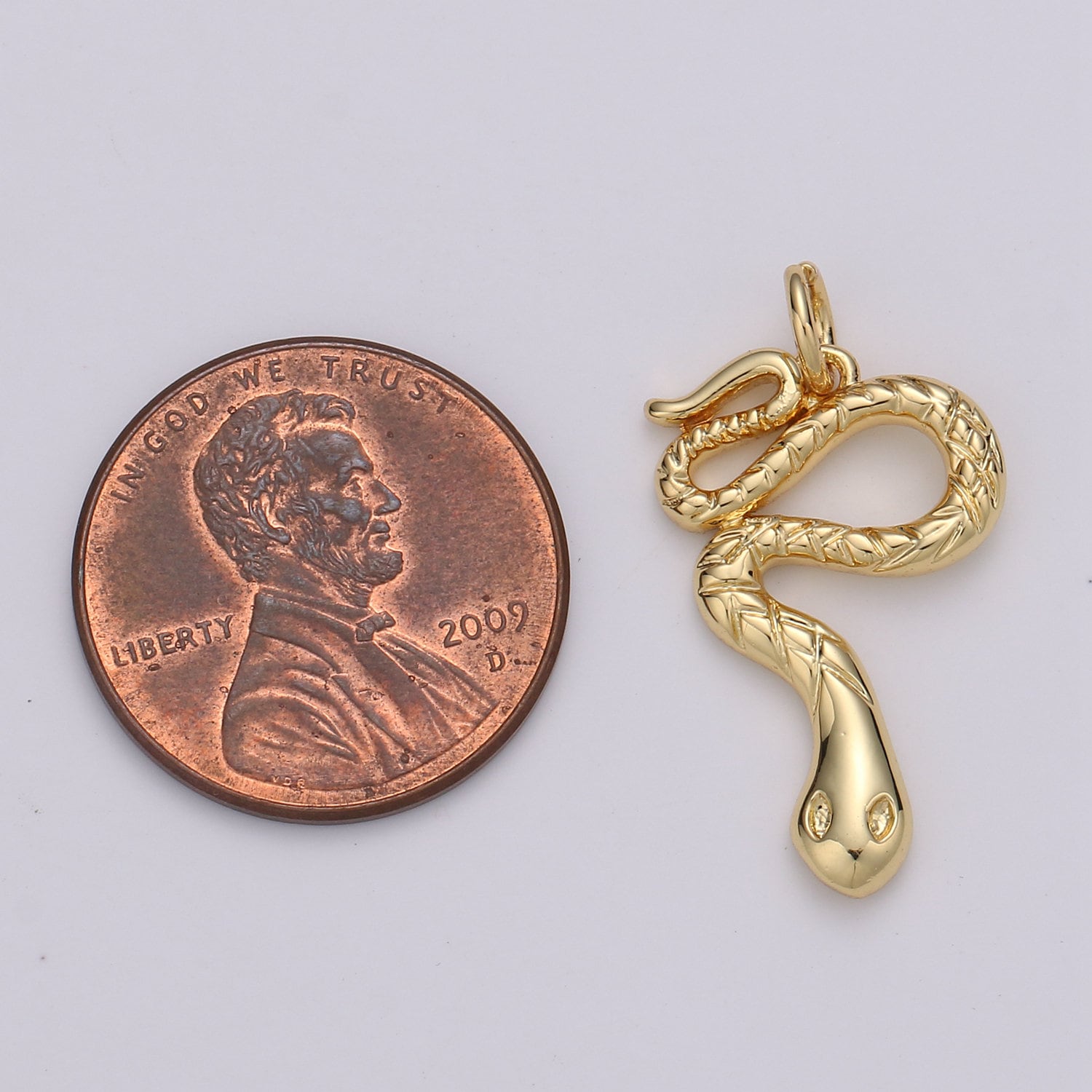 1pc 14k Gold Snake Charm, Gold Snake Pendant Charm, Charm, For Serpent Animal Venom DIY Jewelry, CHGF-1439