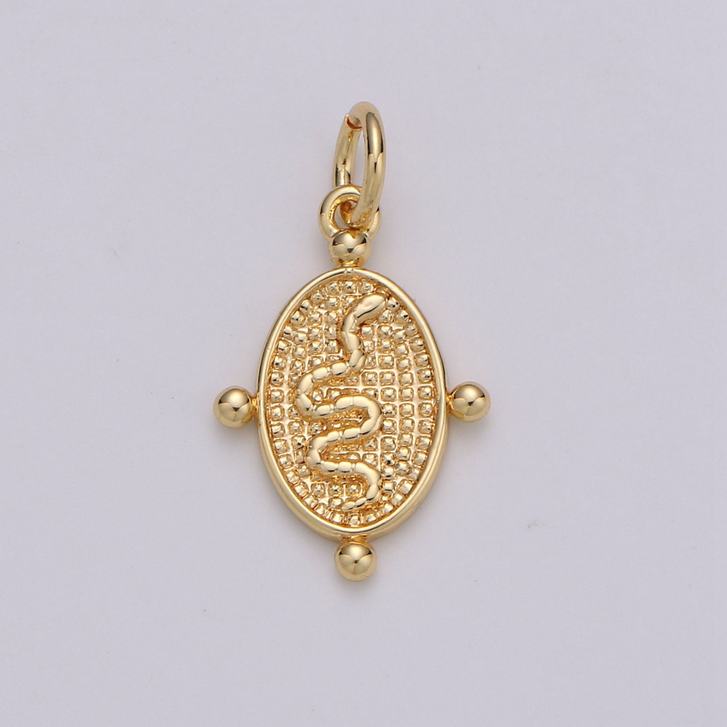 1pc 24k Gold Snake Pendant Charm, Dainty Oval Pendant Charm, Pendant Silver Serpent Charm For DIY Jewelry Chinese New Year