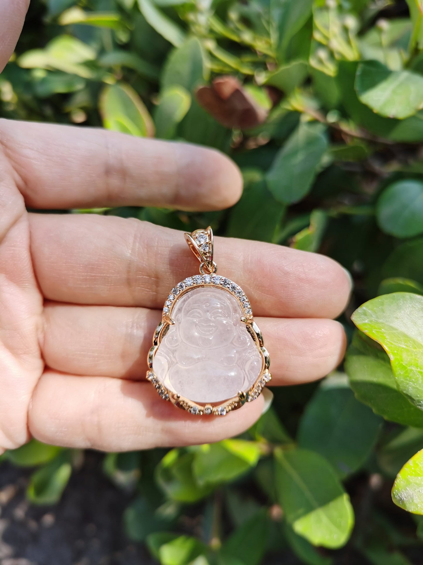 Clear Jade Buddha Pendant Gold Filled Buddha Pendant Jade Buddha Charm Jade Buddha Necklace for Religious Jewelry Supply, 085