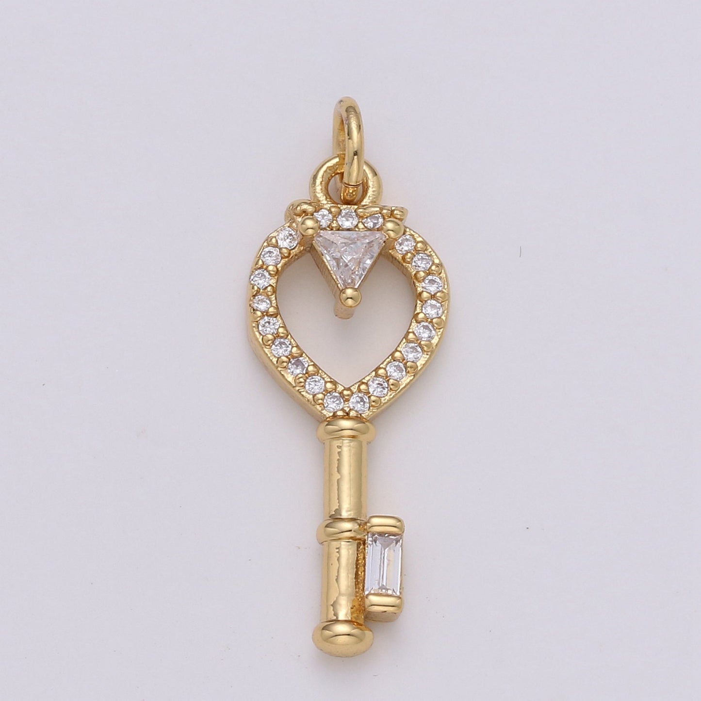Dainty 24k Gold Key Charms, Love Charm, Cubic Charm , Micro Pave Silver Love Key charm Relationship Jewelry Inspired