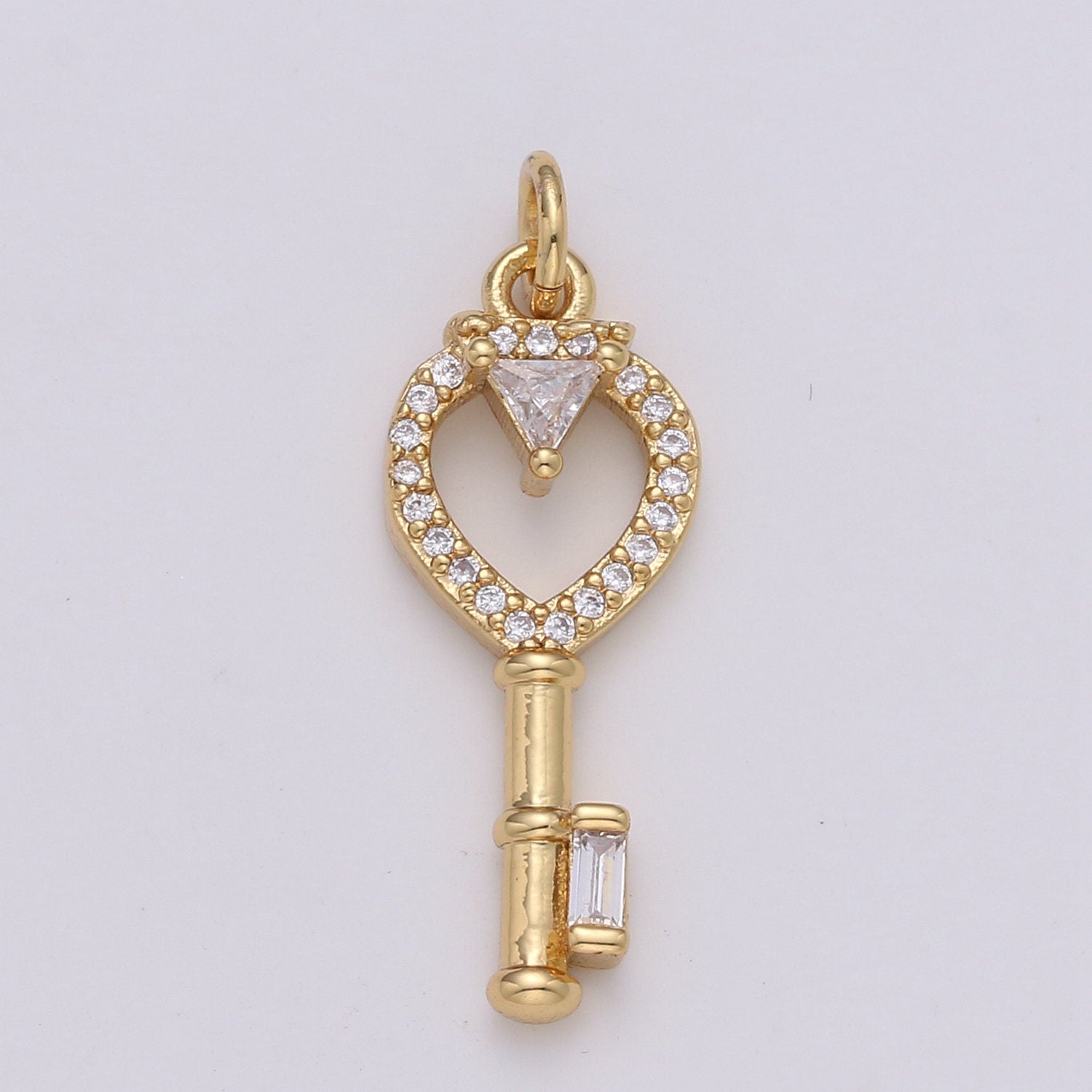 Dainty 24k Gold Key Charms, Love Charm, Cubic Charm , Micro Pave Silver Love Key charm Relationship Jewelry Inspired