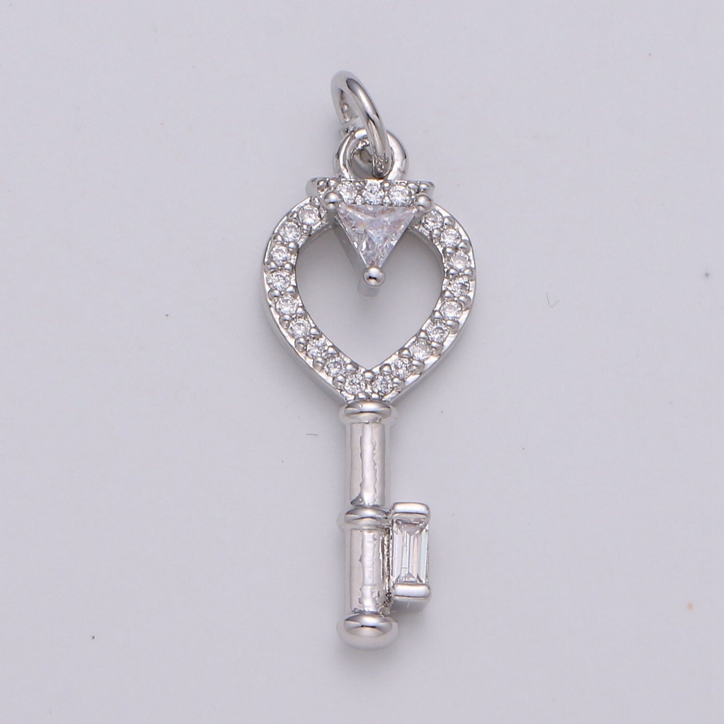 Dainty 24k Gold Key Charms, Love Charm, Cubic Charm , Micro Pave Silver Love Key charm Relationship Jewelry Inspired