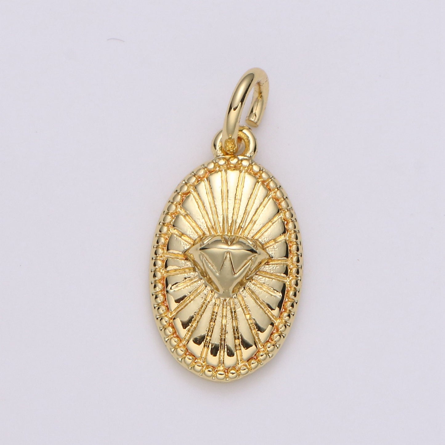 1pc Gold Diamond Pendant Charm, Dainty Oval Pendant Charm, Pendant, For DIY Jewelry