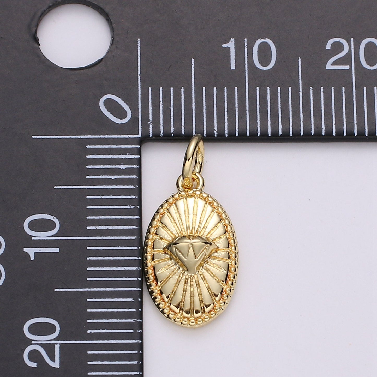 1pc Gold Diamond Pendant Charm, Dainty Oval Pendant Charm, Pendant, For DIY Jewelry