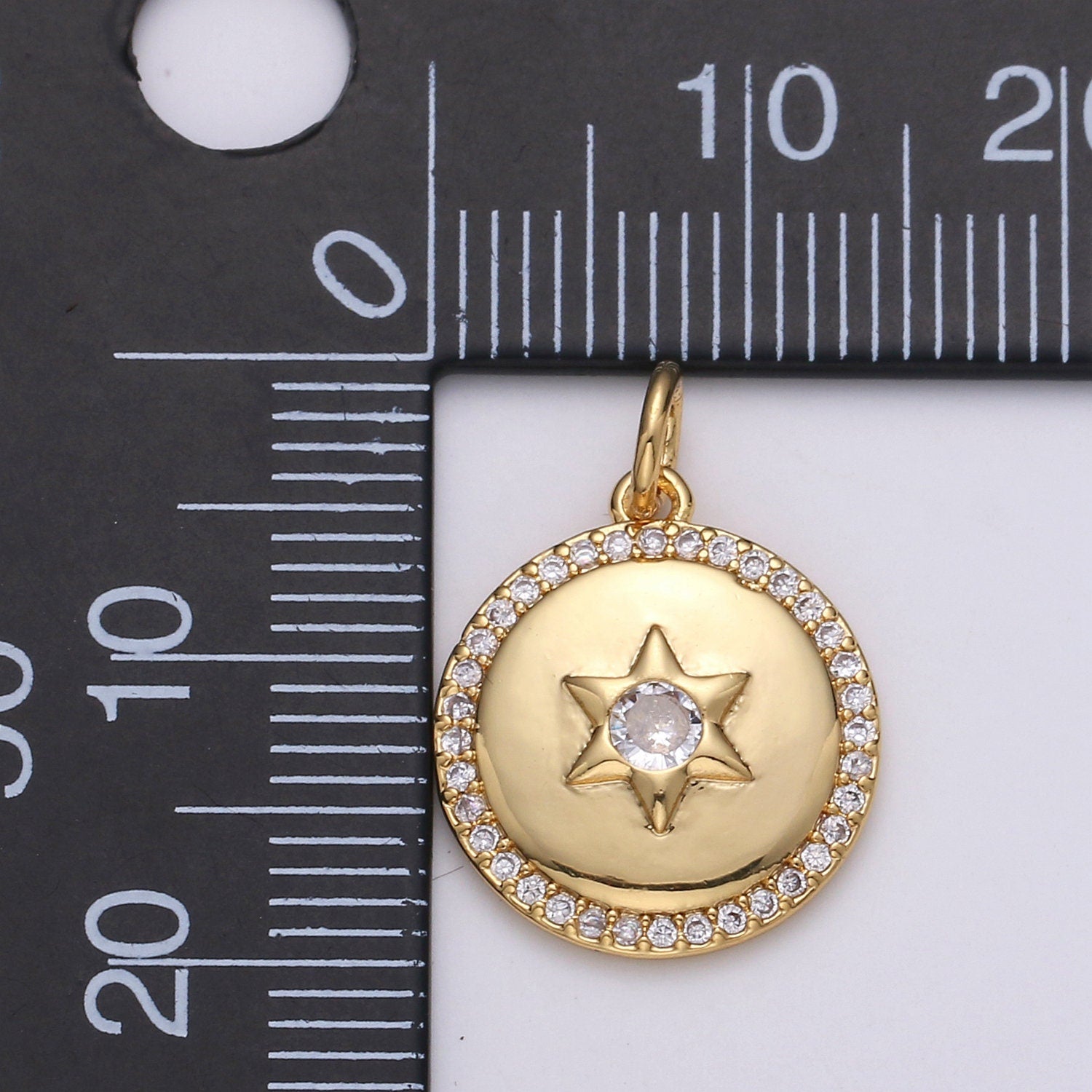 Micro Pave Celestial Jewelry Gold Star Charm Jewelry Making Supply 24K Gold Findings