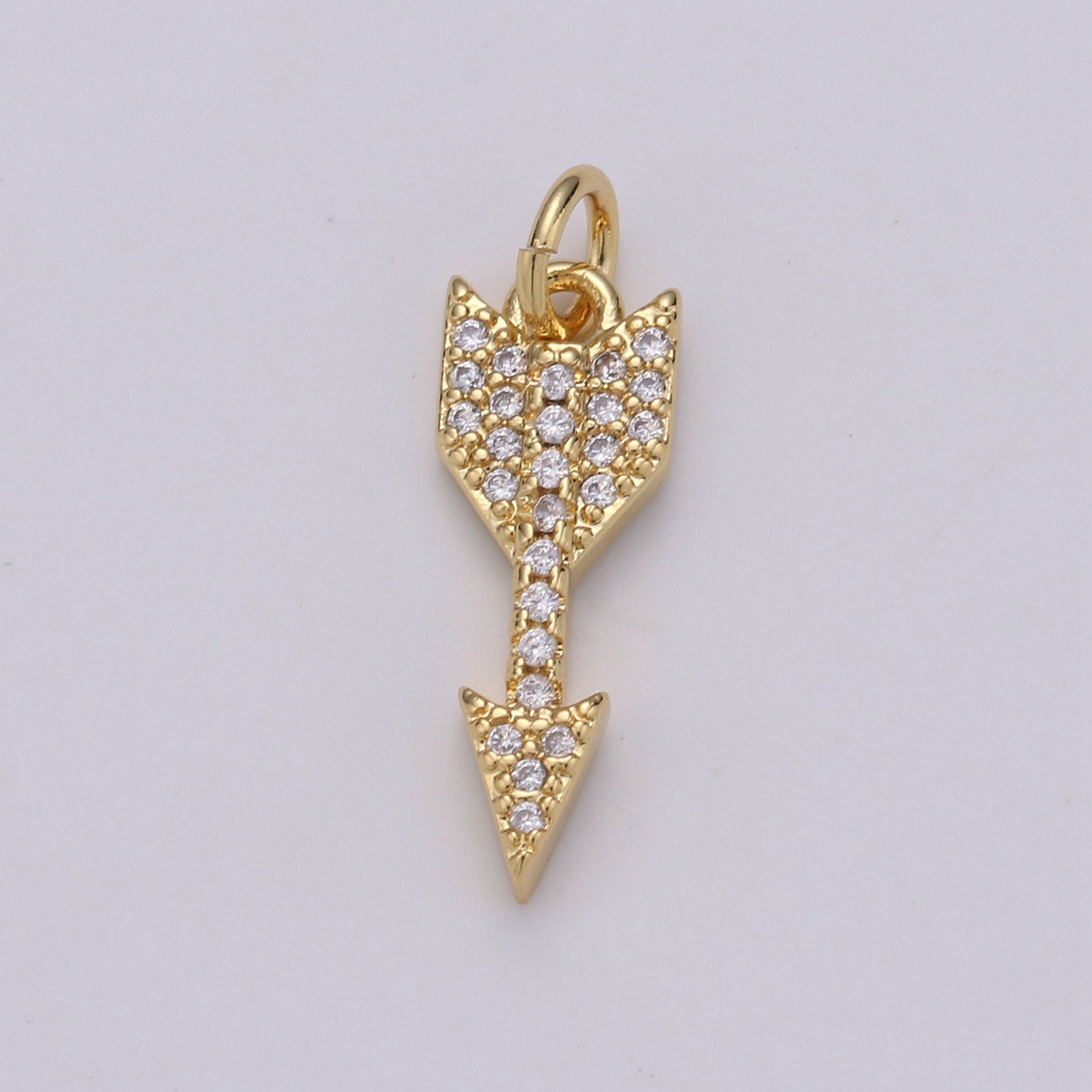 Dainty 24k Gold Arrow Charm Mini Arrow Pendant Micro Pave Charm for Bracelet Earring Necklace Making