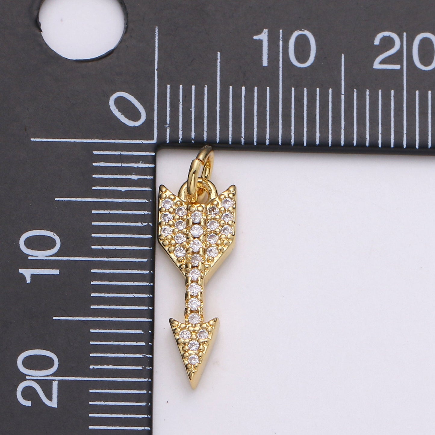 Dainty 24k Gold Arrow Charm Mini Arrow Pendant Micro Pave Charm for Bracelet Earring Necklace Making