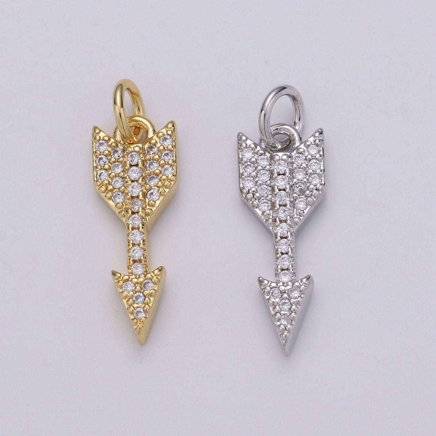 Dainty 24k Gold Arrow Charm Mini Arrow Pendant Micro Pave Charm for Bracelet Earring Necklace Making