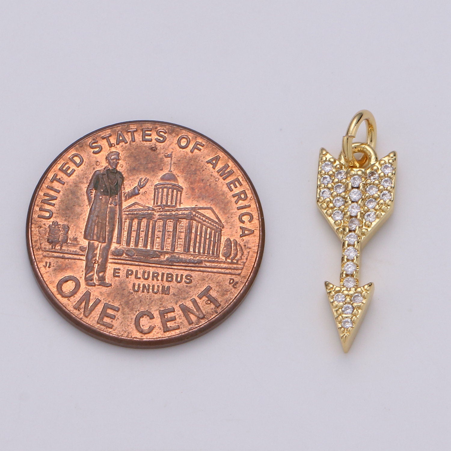 Dainty 24k Gold Arrow Charm Mini Arrow Pendant Micro Pave Charm for Bracelet Earring Necklace Making
