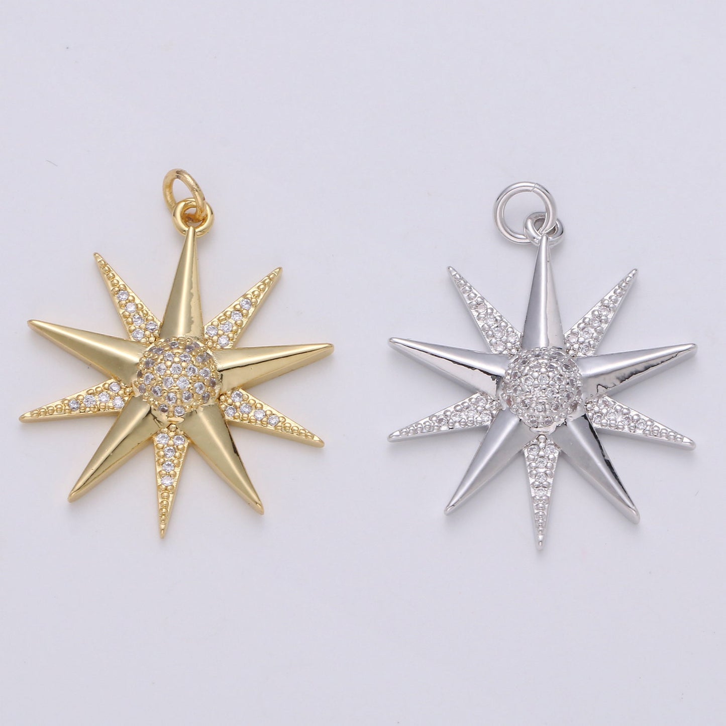 1x Micro Pave Star Charms, Cubic Zirconia Charms, CZ Charms, Gold Star Charm, Necklace Pendant Bracelet Charms Silver Star Celestial Jewelry