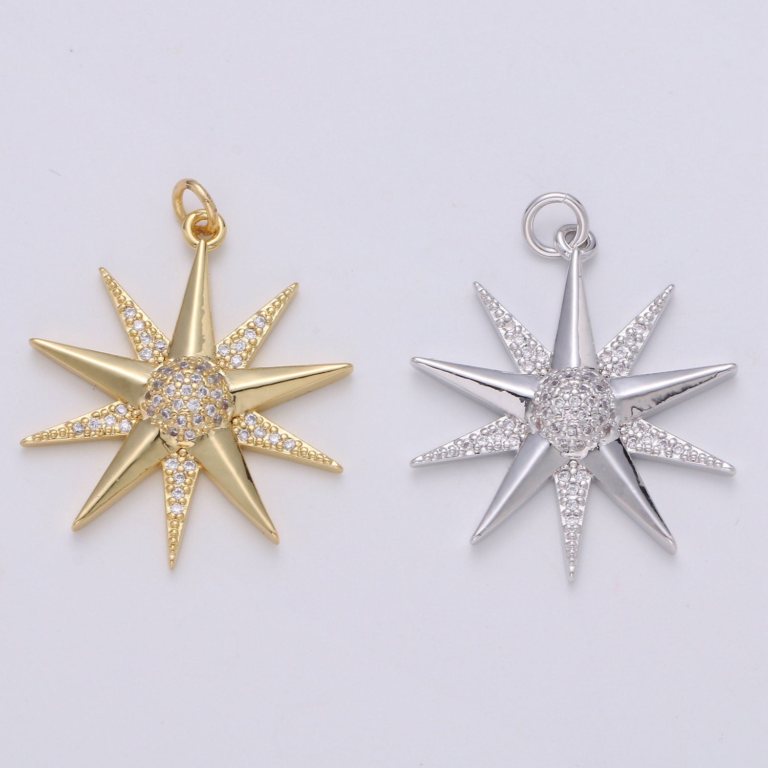 1x Micro Pave Star Charms, Cubic Zirconia Charms, CZ Charms, Gold Star Charm, Necklace Pendant Bracelet Charms Silver Star Celestial Jewelry