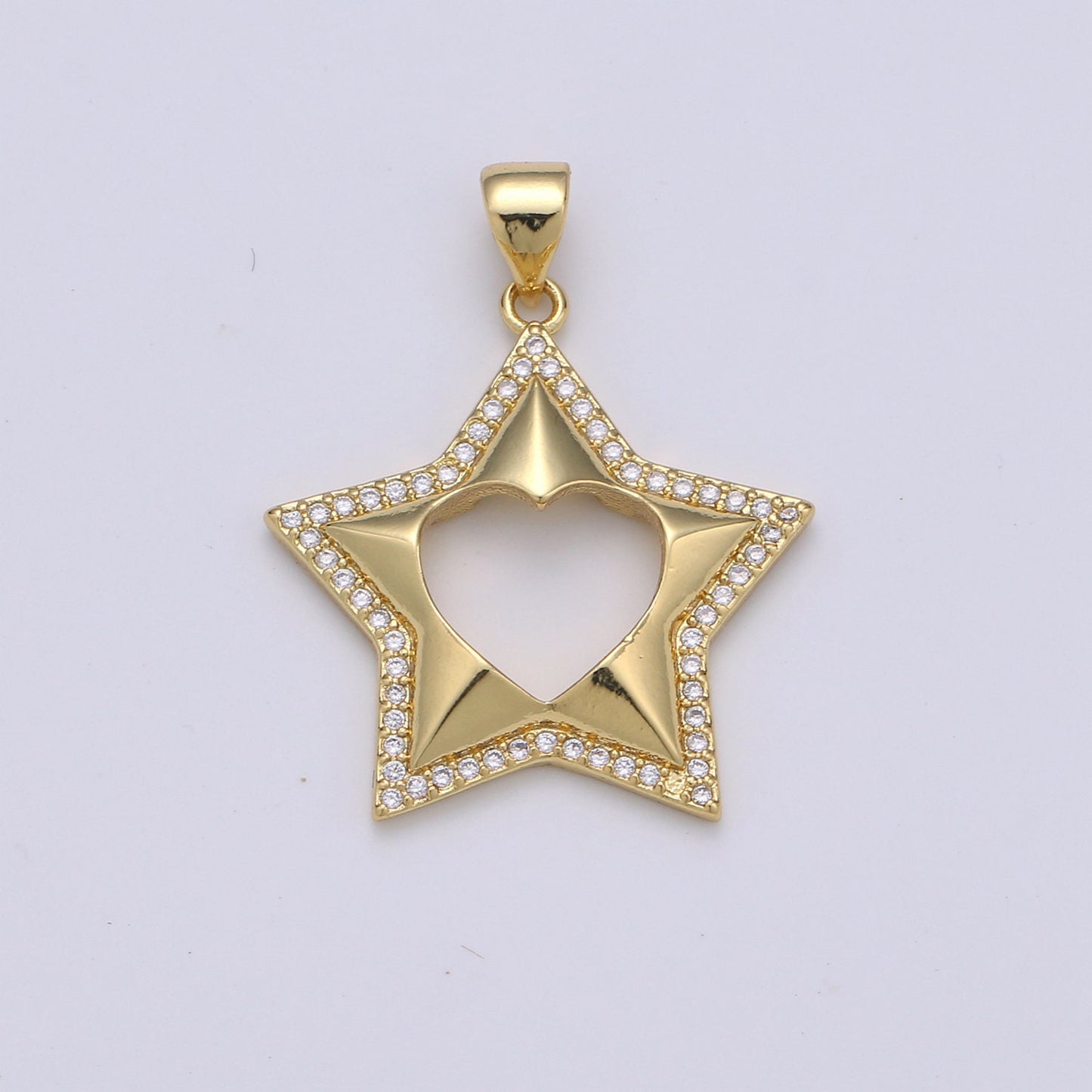1pc 24k Gold Micro Pave CZ Star Pendant Charm, Five Star Pendant Charm, Celestial Pendant, For DIY Jewelry Making