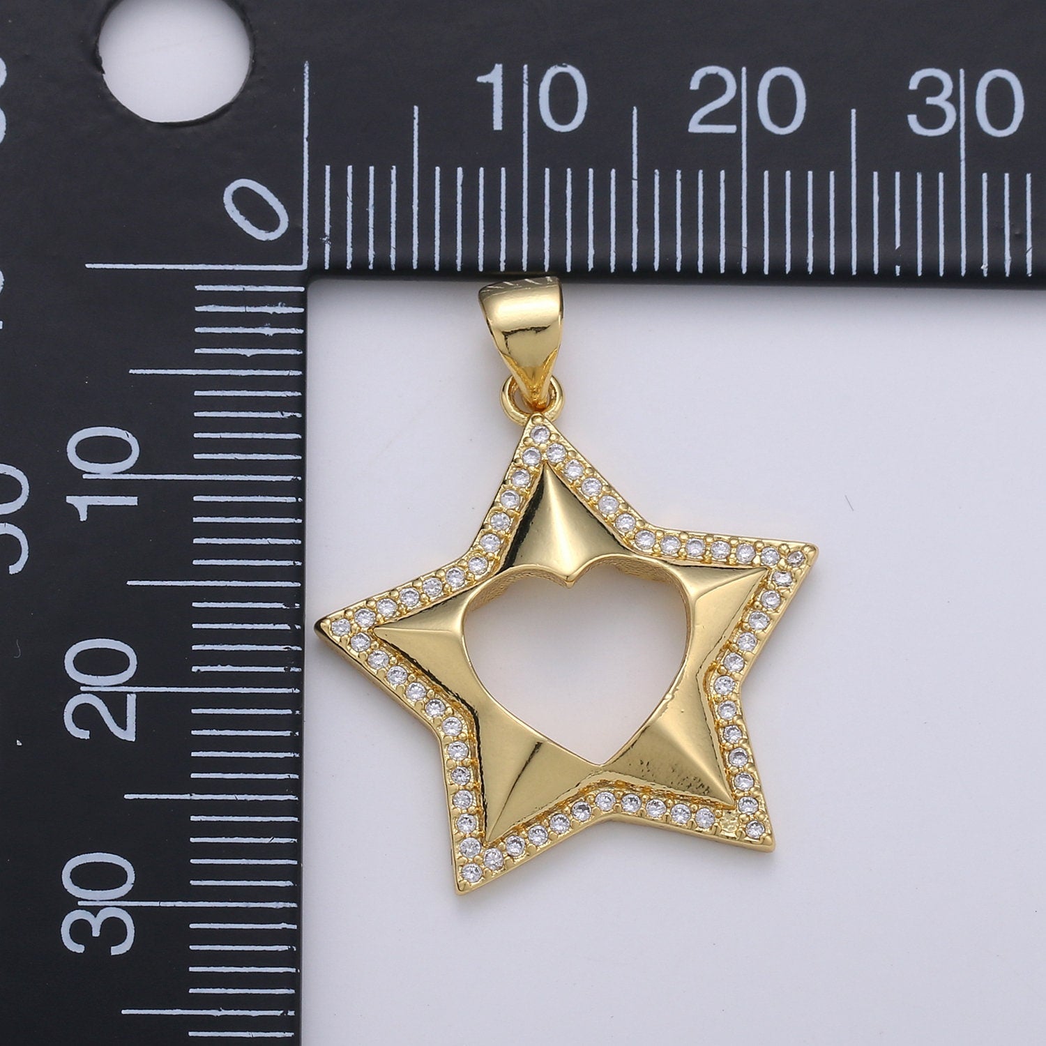 1pc 24k Gold Micro Pave CZ Star Pendant Charm, Five Star Pendant Charm, Celestial Pendant, For DIY Jewelry Making