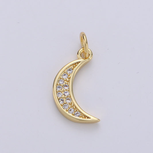 Dainty MOON charm, Micro Pave CZ Small Moon Charms, Dainty Pave Moon Charm, Dangle charms for Jewelry Supply, CH-1281