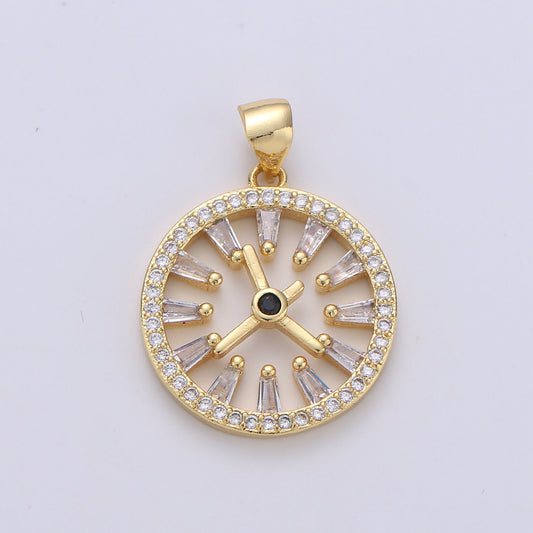Pave pendant Necklace, Cubic clock pendant, Micro pave charms, pave jewelry, 24k Gold watch pendant, earrings dangle, bracelet charms