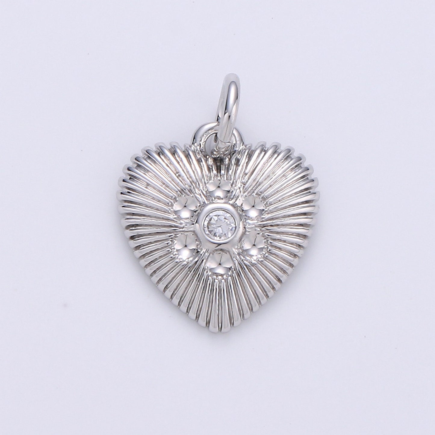 Gold Heart Charm 24k Gold Micro Pave Spike Heart Amor Amore Pendant for Necklace Earring Jewelry Making