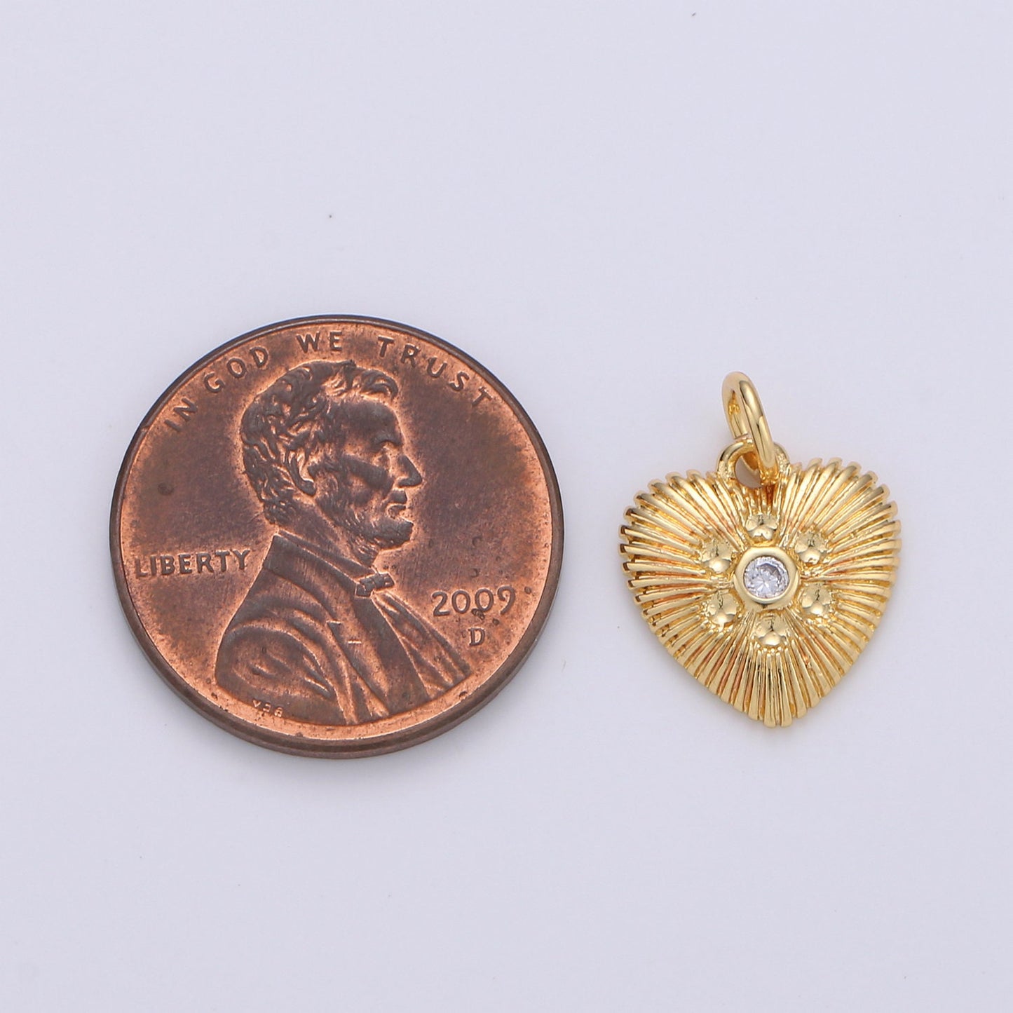 Gold Heart Charm 24k Gold Micro Pave Spike Heart Amor Amore Pendant for Necklace Earring Jewelry Making