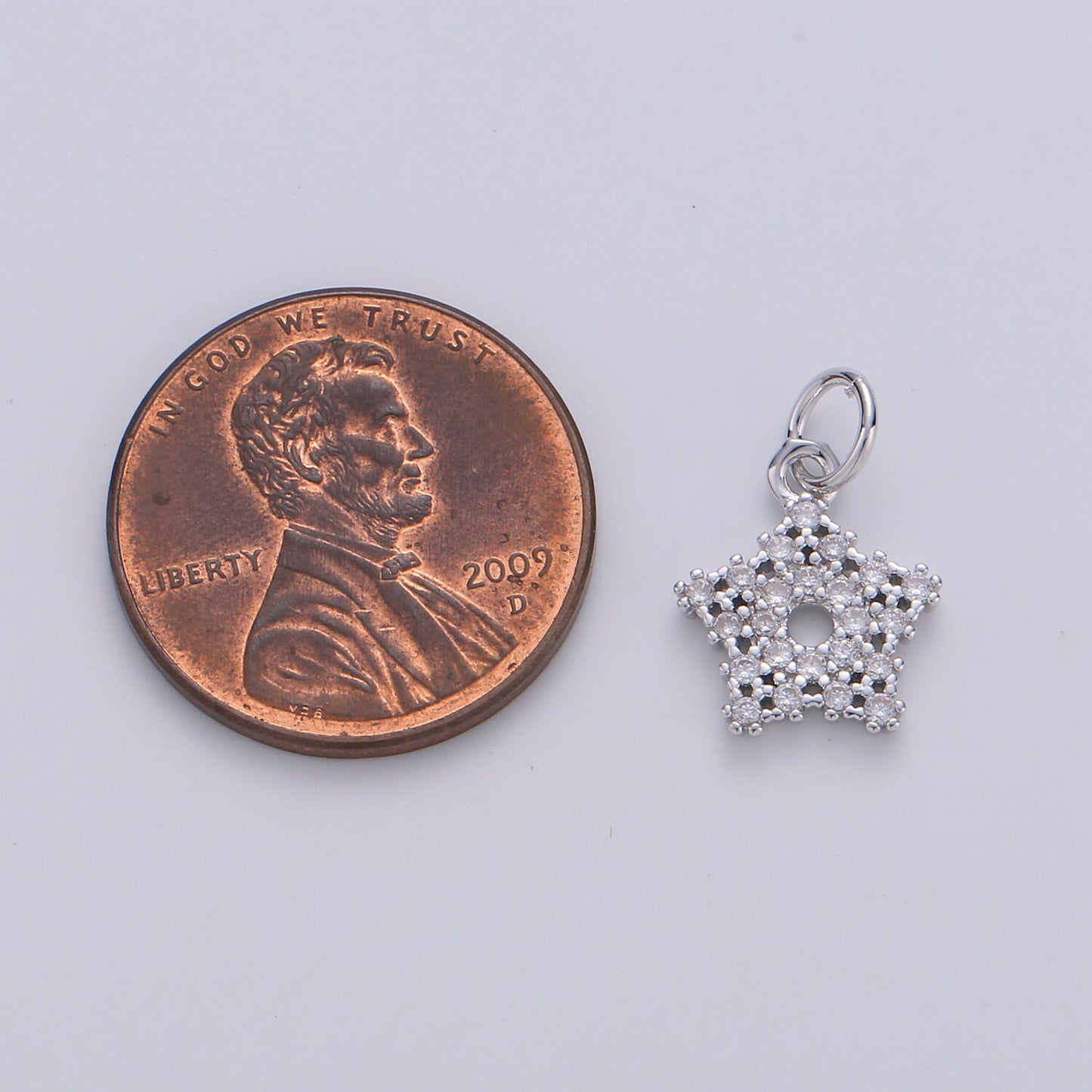 24k Gold Tiny Twinkle Star Charm - Silver tiny little Star gold wish star charm, dainty small cute CZ charm Bracelet Earring supply | D266