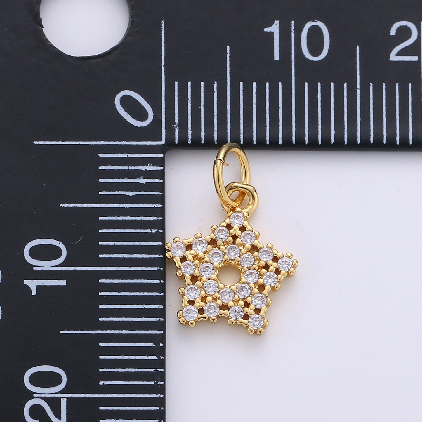 24k Gold Tiny Twinkle Star Charm - Silver tiny little Star gold wish star charm, dainty small cute CZ charm Bracelet Earring supply | D266