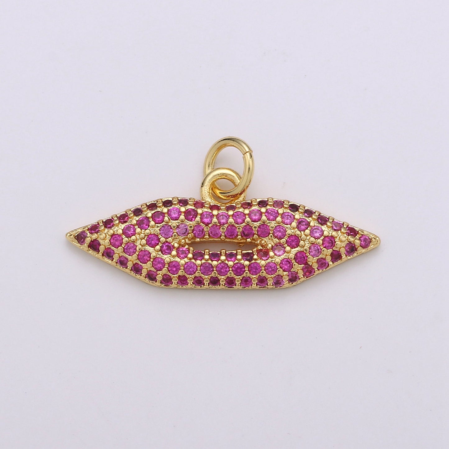 Lips Charm Pendant, Pave Lips Charms Pendants, CZ Lips Charm, Sexy Lips Charm Pendant, 24k Gold Charm for Necklace Bracelet Earring