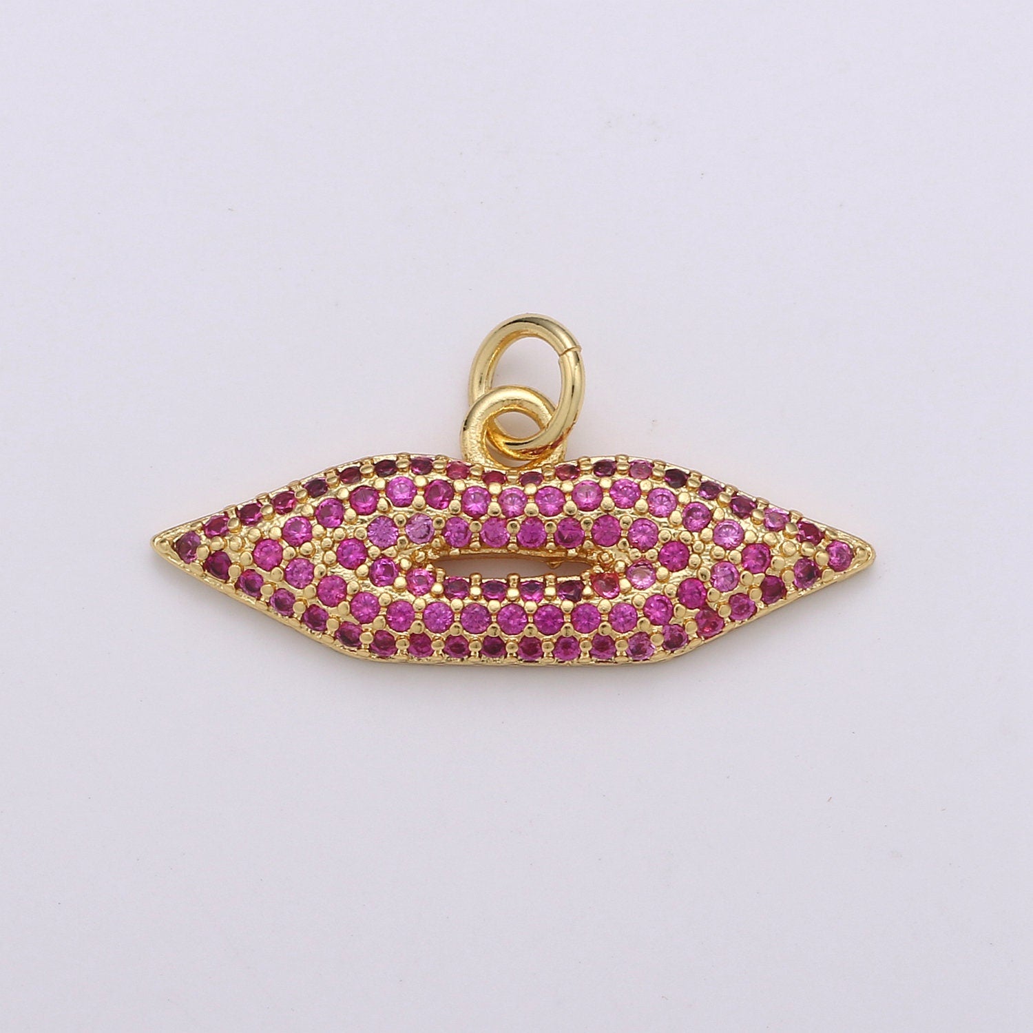 Lips Charm Pendant, Pave Lips Charms Pendants, CZ Lips Charm, Sexy Lips Charm Pendant, 24k Gold Charm for Necklace Bracelet Earring