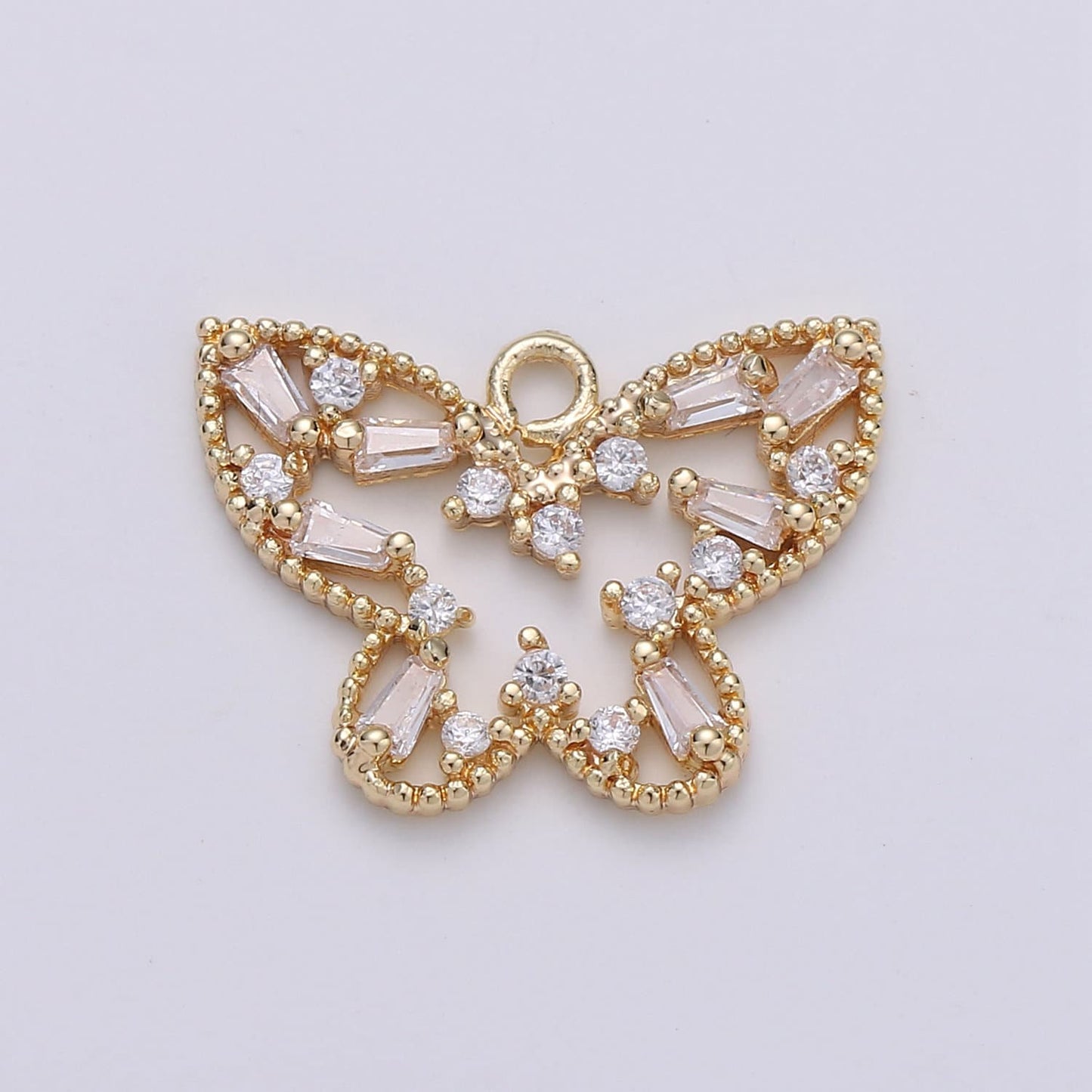 1x 18k Gold Butterfly Charm Baguette Cubic Butterfly Pendant Mariposa Butterfly Charms for Necklace Earring Bracelet Charm