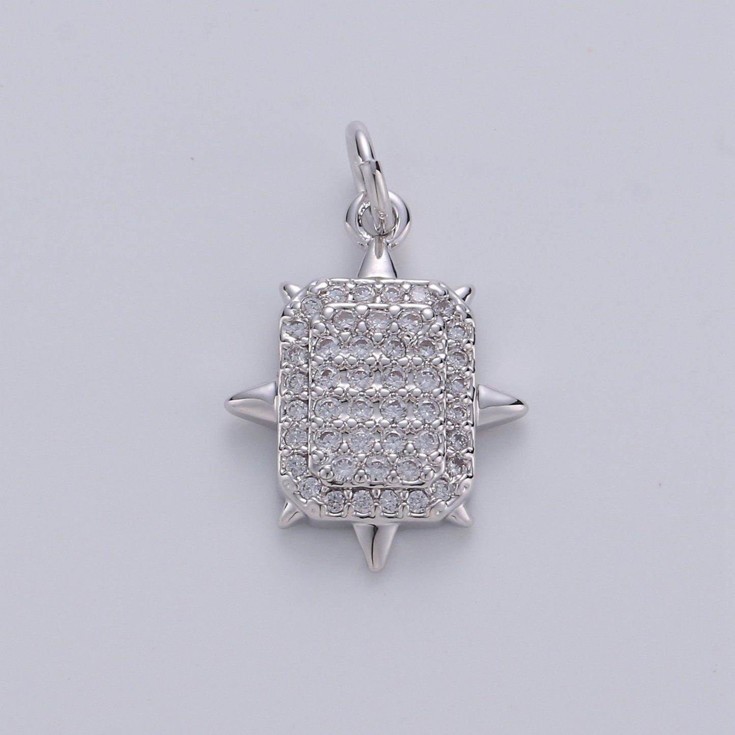 Gold Square Stud Charm, Micro Pave Cz Geometric Pendant, 20x14mm geometric Square charm for necklace earring bracelet supply