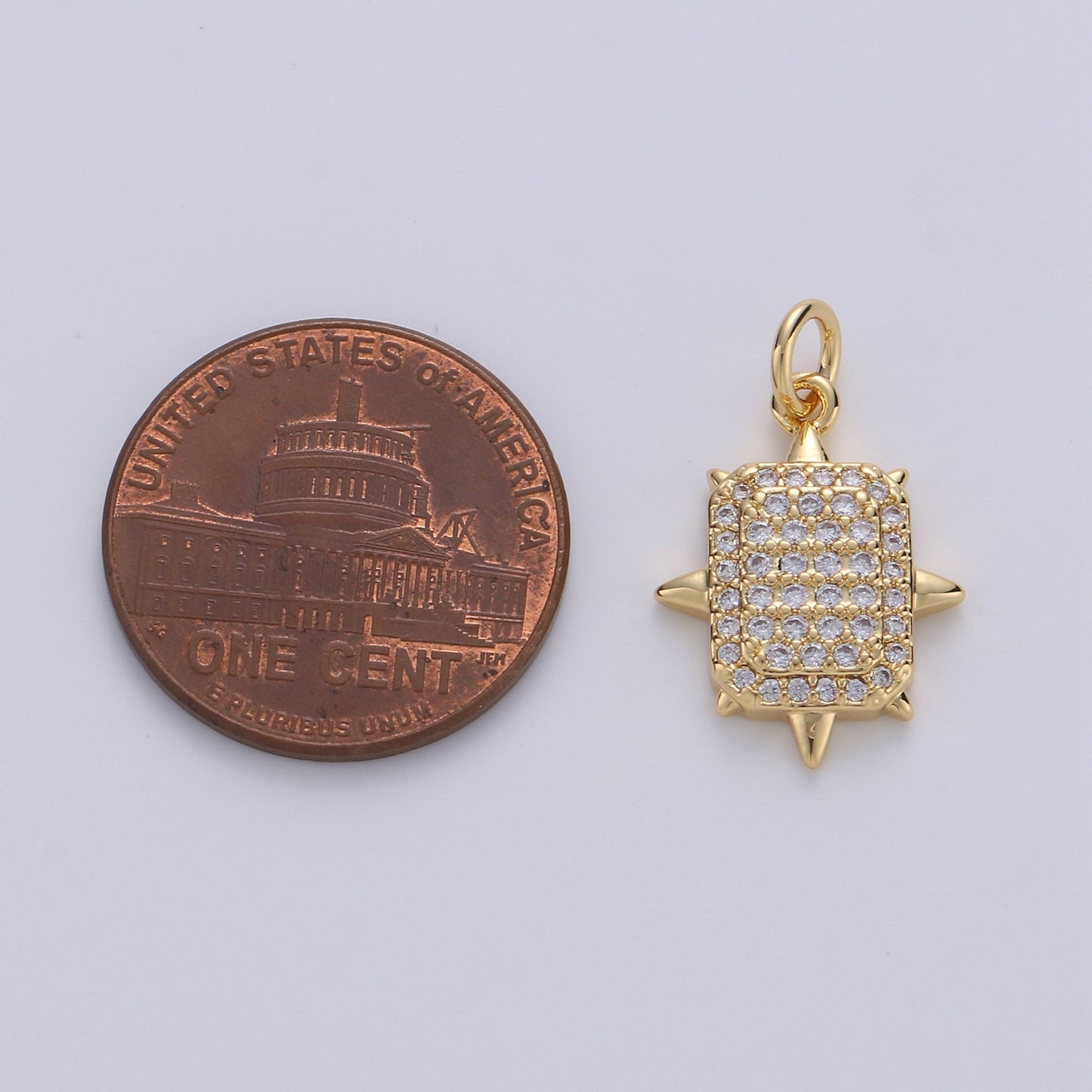 Gold Square Stud Charm, Micro Pave Cz Geometric Pendant, 20x14mm geometric Square charm for necklace earring bracelet supply