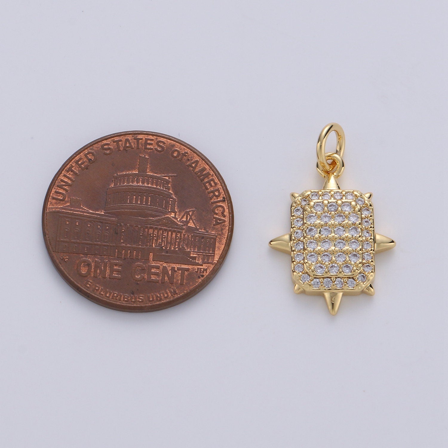 Gold Square Stud Charm, Micro Pave Cz Geometric Pendant, 20x14mm geometric Square charm for necklace earring bracelet supply