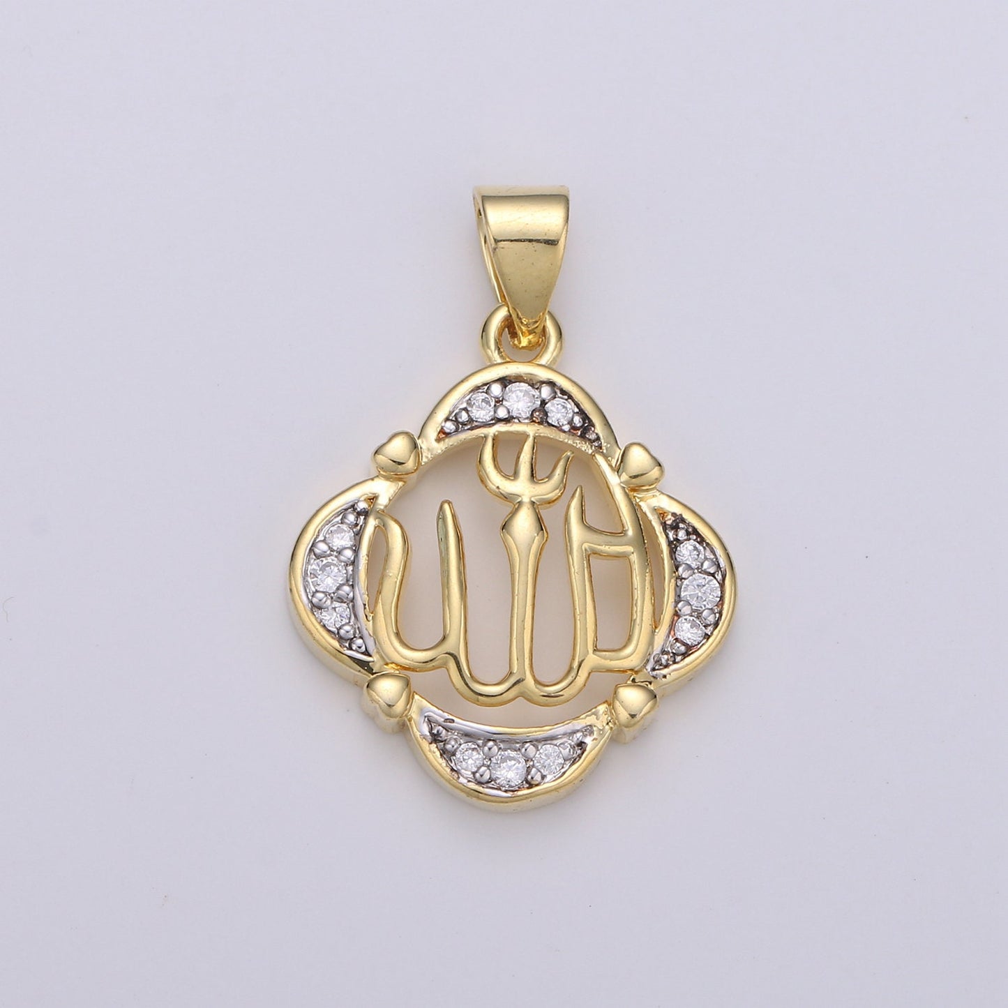 2 Tone Color Pendant in 24k Gold Jewelry Allah Pendant Micro Pave CalligraphyPendant Necklace for Muslim Islam Religious Jewelry 1793