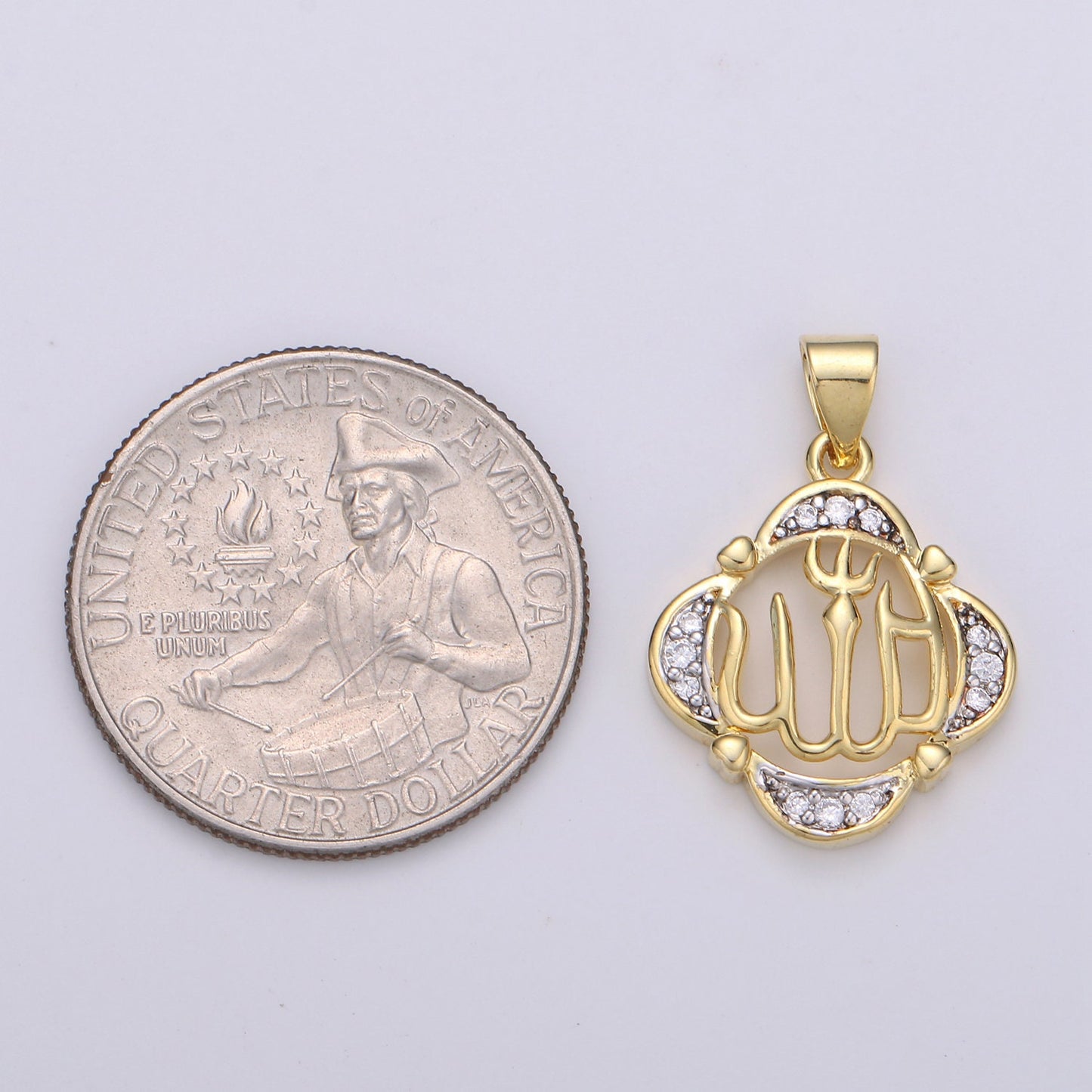 2 Tone Color Pendant in 24k Gold Jewelry Allah Pendant Micro Pave CalligraphyPendant Necklace for Muslim Islam Religious Jewelry 1793