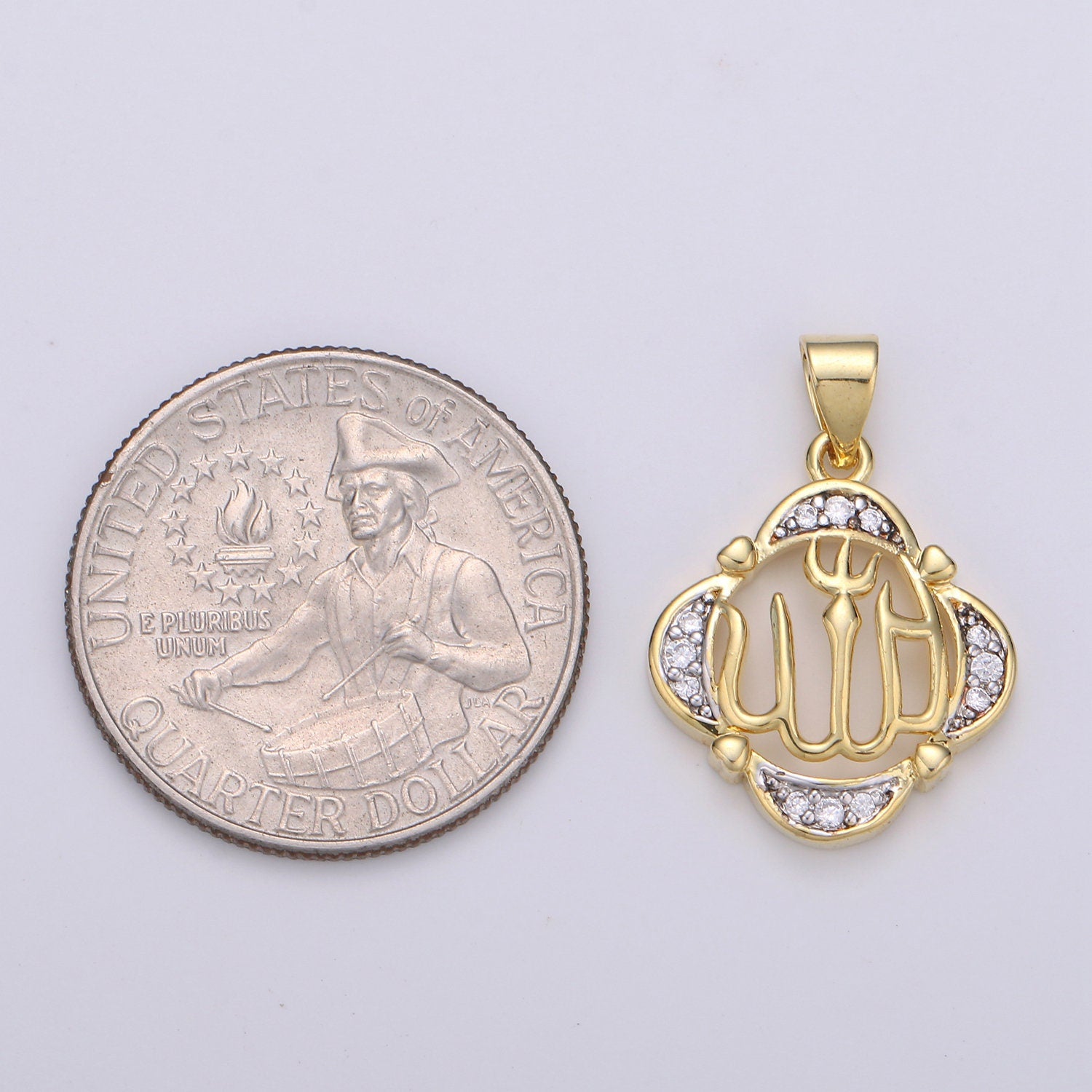 2 Tone Color Pendant in 24k Gold Jewelry Allah Pendant Micro Pave CalligraphyPendant Necklace for Muslim Islam Religious Jewelry 1793