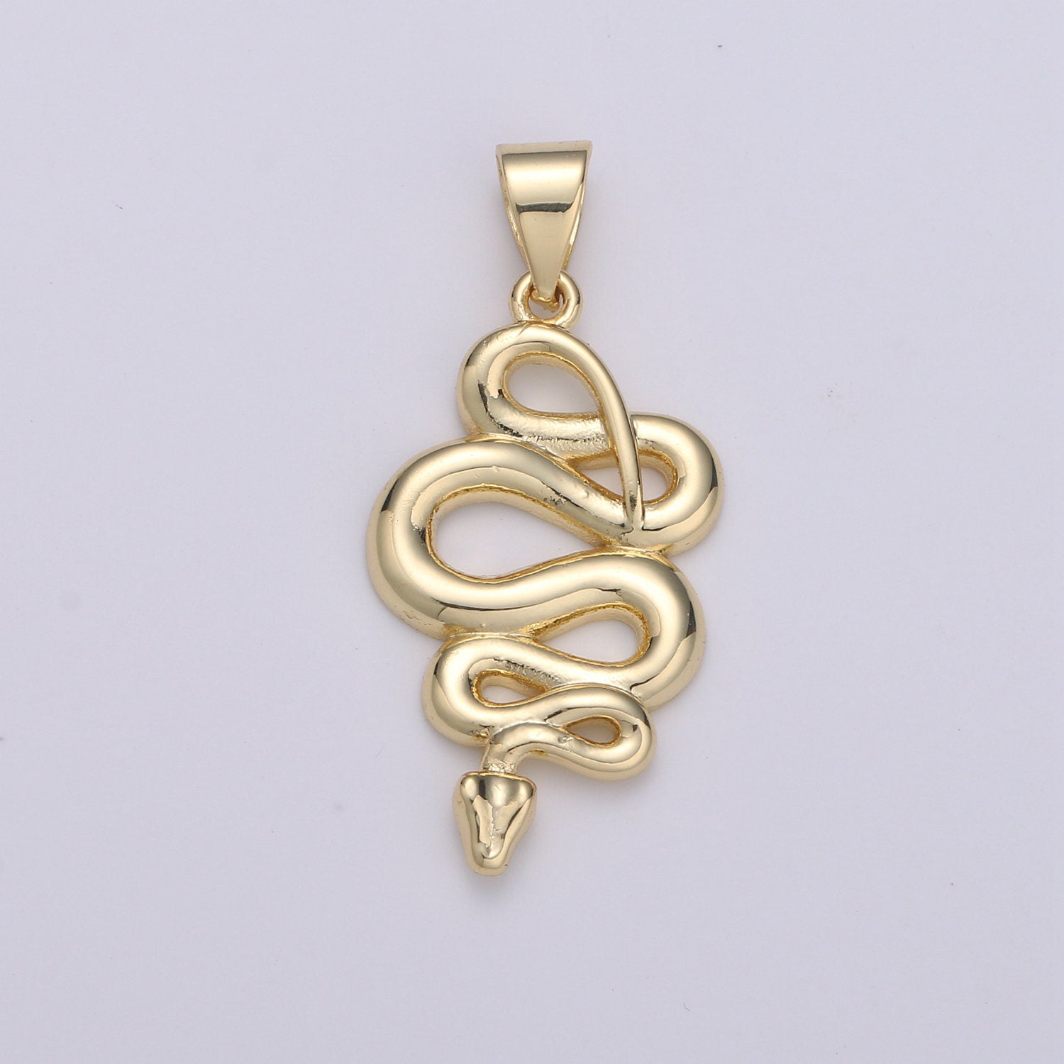 1pc 14k Gold Snake Charm, Gold Snake Pendant Charm, Charm, For Serpent Animal Jewelry Dangle Charm, PDGF-1816