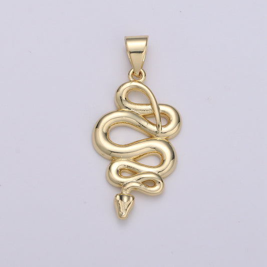 1pc 14k Gold Snake Charm, Gold Snake Pendant Charm, Charm, For Serpent Animal Jewelry Dangle Charm, PDGF-1816