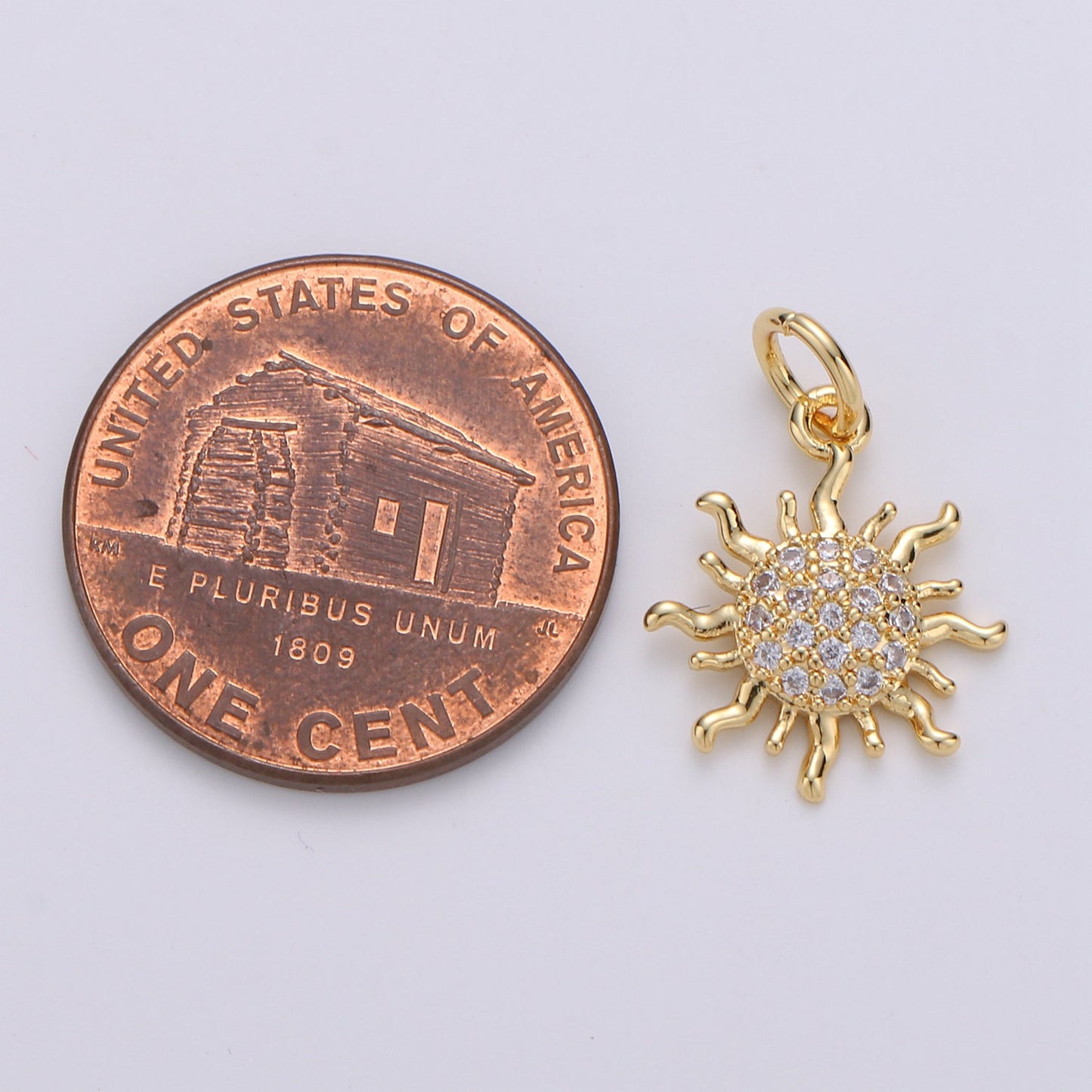 1pc 24k Gold Micro Pave CZ Sun Burst Pendant Charm, Cubic Sun Micro Pave CZ Pendant , Pendant, For DIY Boho Jewelry D-359