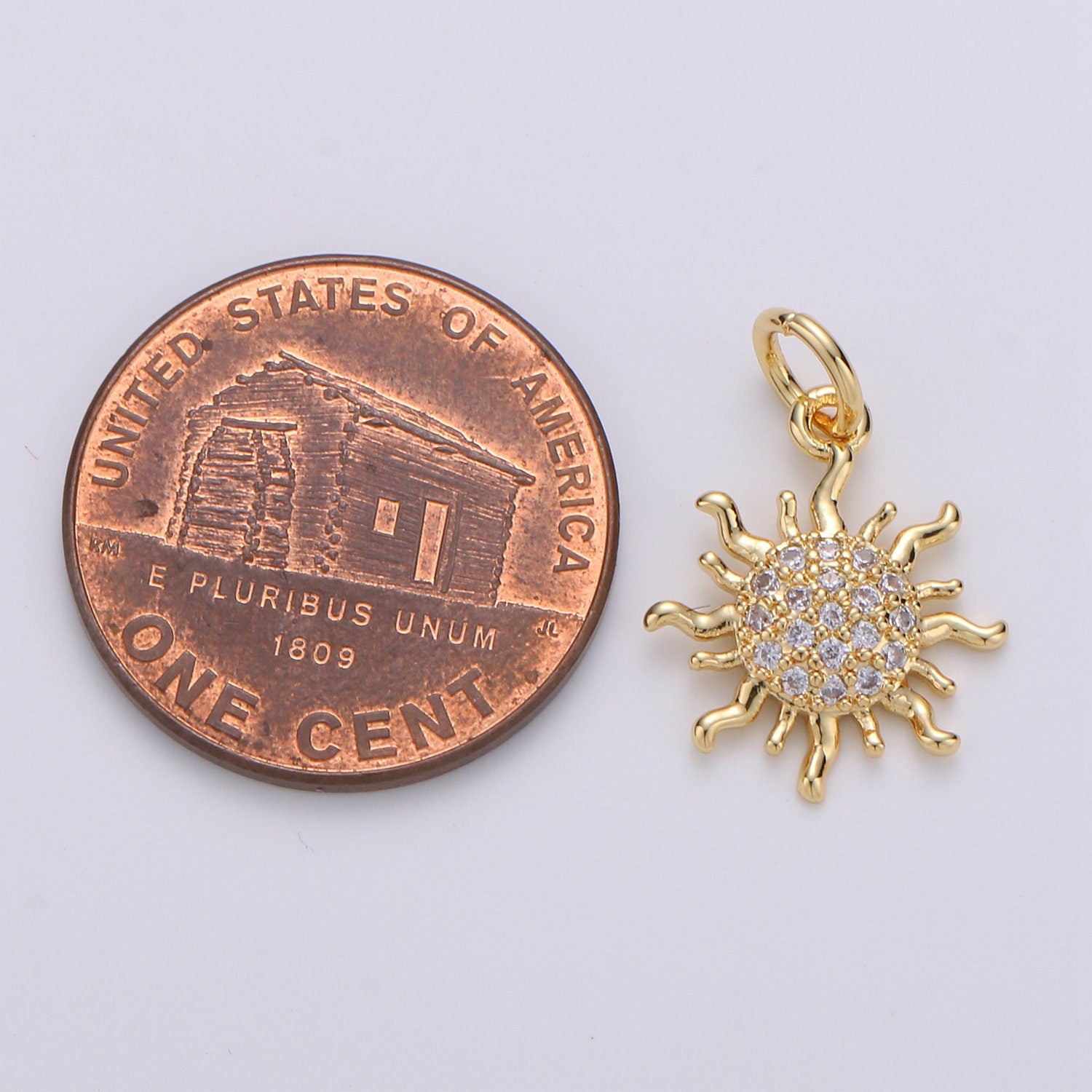 1pc 24k Gold Micro Pave CZ Sun Burst Pendant Charm, Cubic Sun Micro Pave CZ Pendant , Pendant, For DIY Boho Jewelry D-359