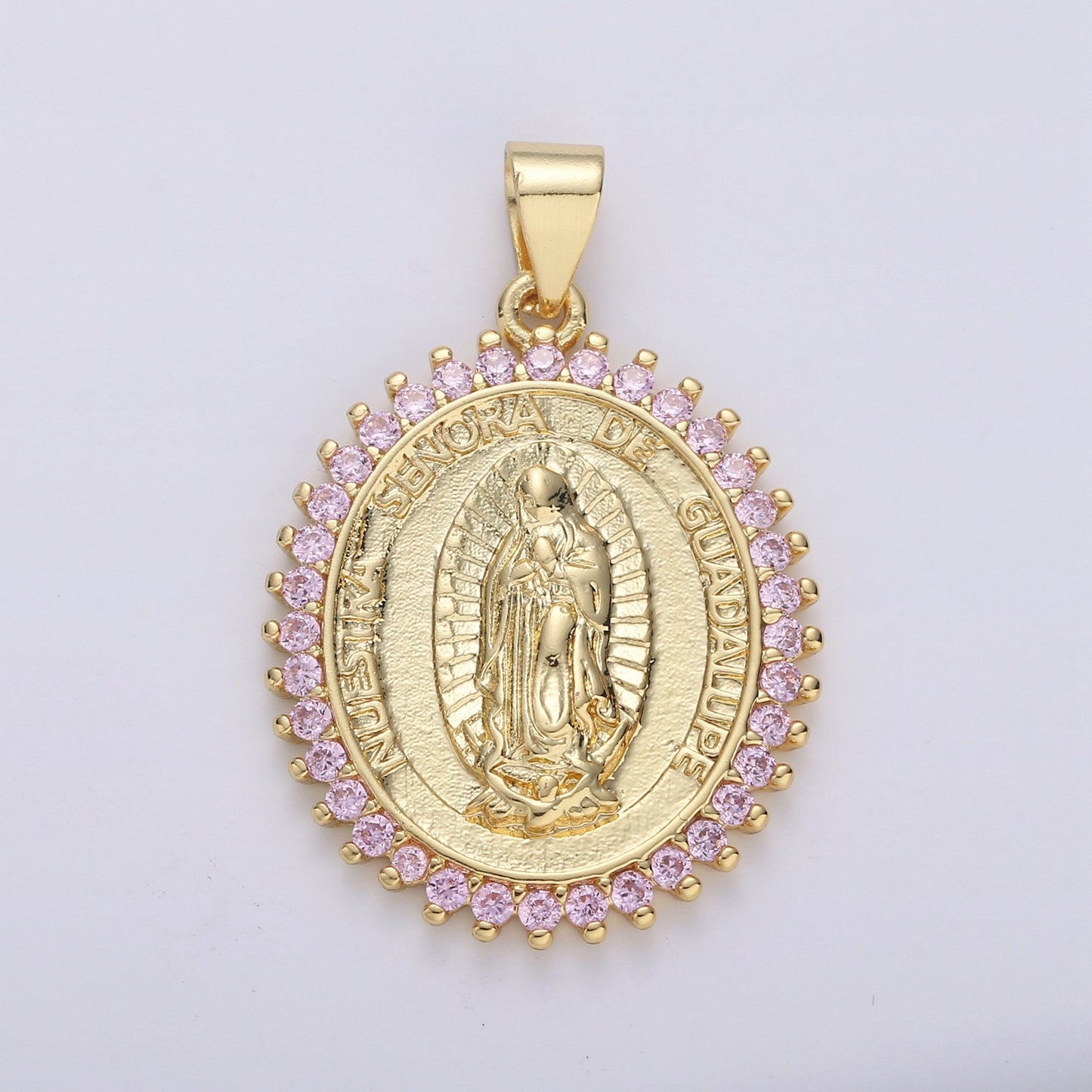Micro Pave Our Lady of Guadalupe Charm Necklace Gold Guadalupe Pendant Necklace Women Religious Jewelry Supply, i-870, i-871
