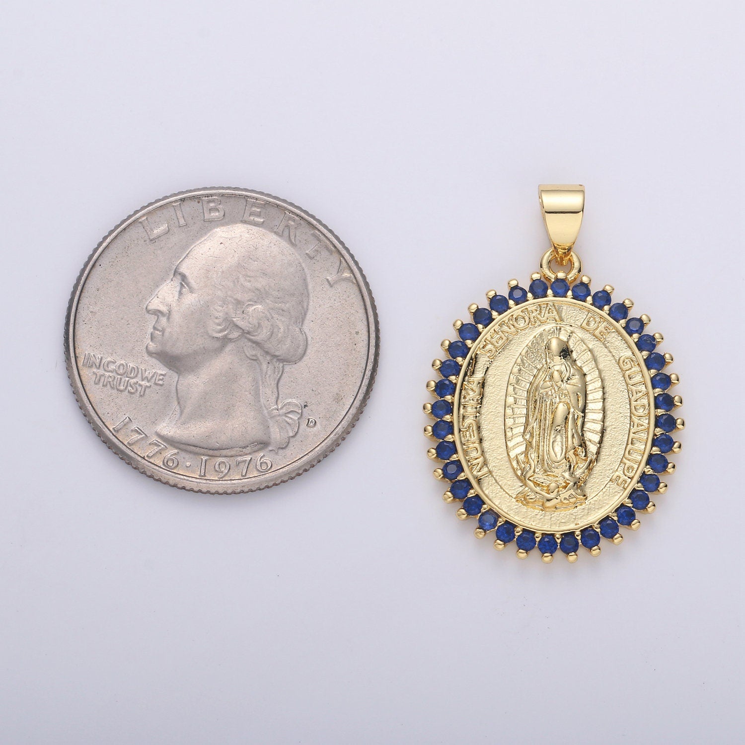 Micro Pave Our Lady of Guadalupe Charm Necklace Gold Guadalupe Pendant Necklace Women Religious Jewelry Supply, i-870, i-871