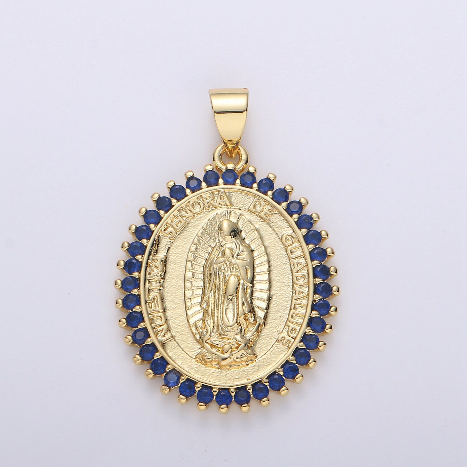 Micro Pave Our Lady of Guadalupe Charm Necklace Gold Guadalupe Pendant Necklace Women Religious Jewelry Supply, i-870, i-871