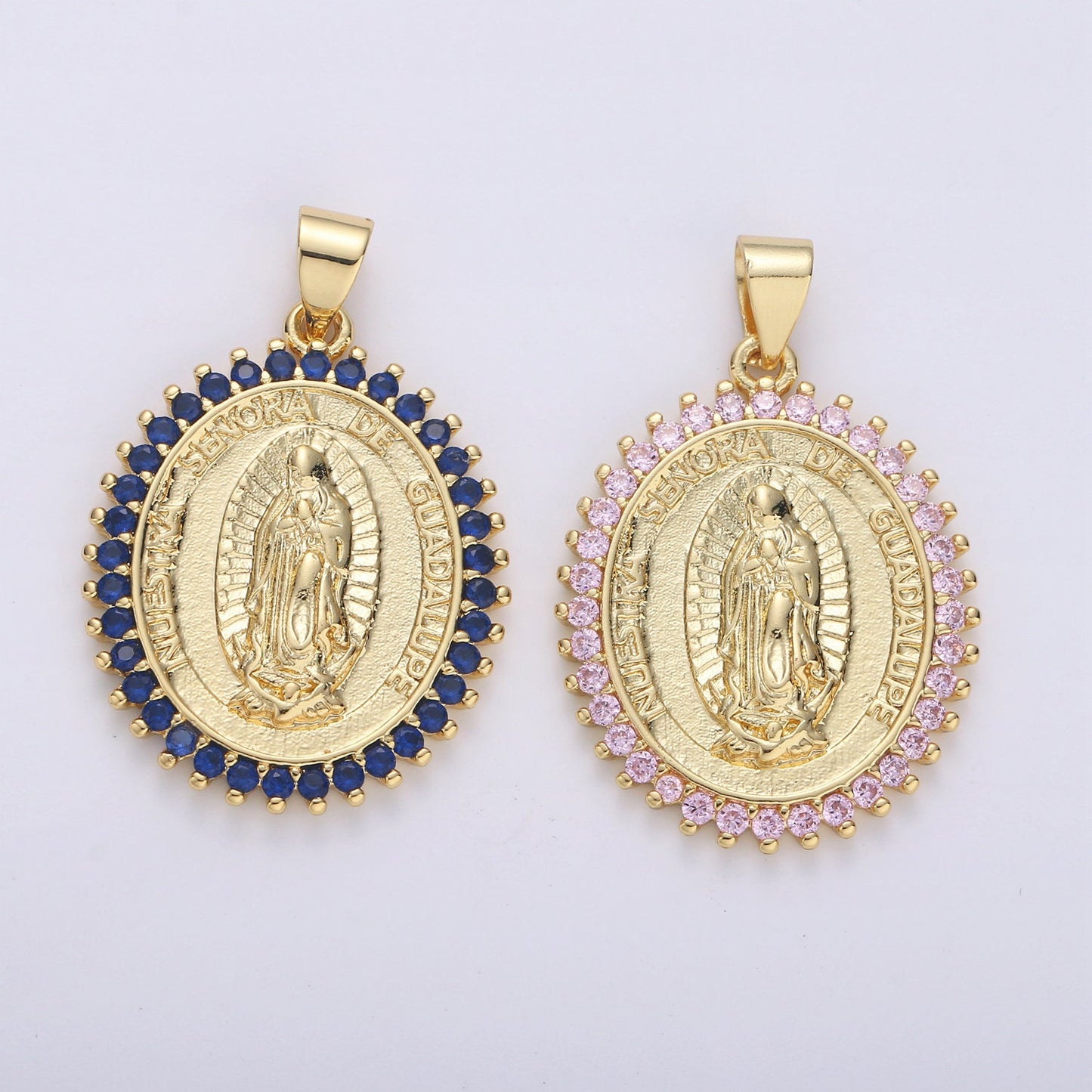 Micro Pave Our Lady of Guadalupe Charm Necklace Gold Guadalupe Pendant Necklace Women Religious Jewelry Supply, i-870, i-871