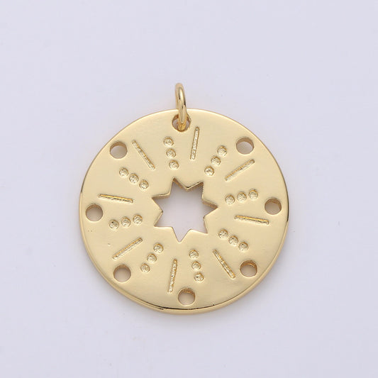 24k Gold Datiny Gold Star charm, Disc charm Bohemian charms, Celestial Jewelry DIY bracelet charm Necklace Charm ch1565