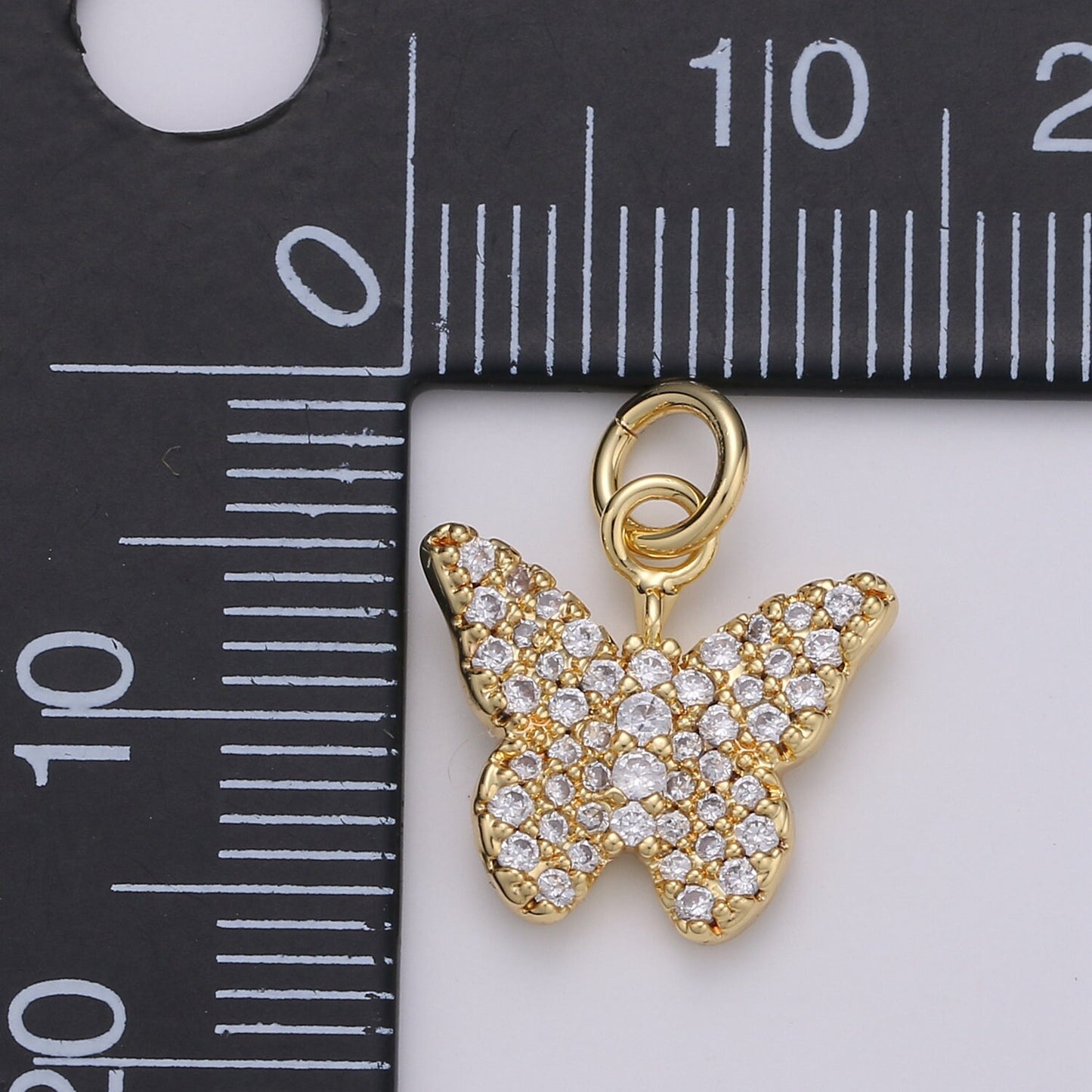 Gold Butterfly Charm CZ Micro Pave, Butterfly Pendant for Necklace Earring Bracelet Supply in 24k Gold Findings