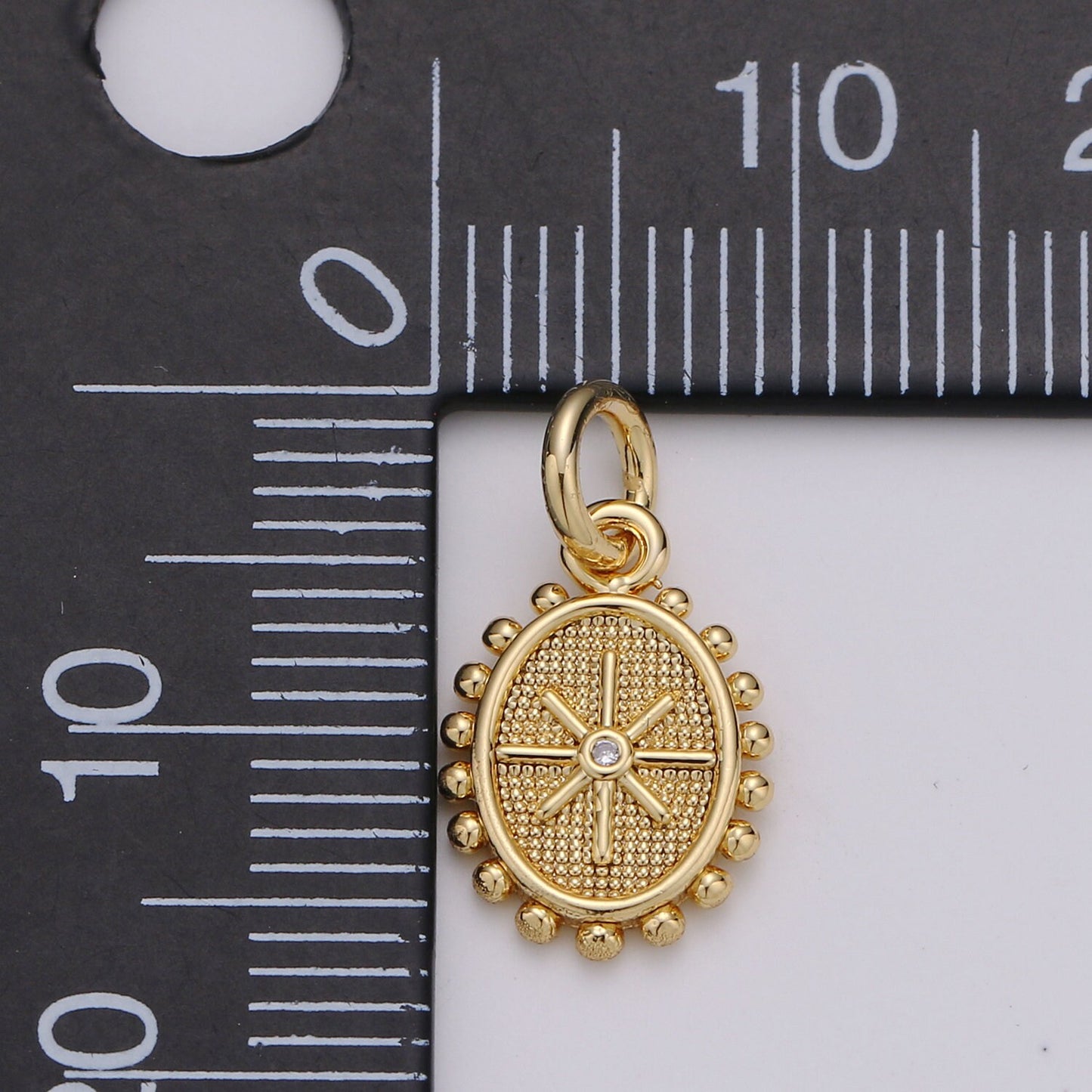 1pc Gold Micro Pave CZ Star Pendant Charm, Dainty Oval Pendant Charm, Pendant, For DIY Jewelry D-434
