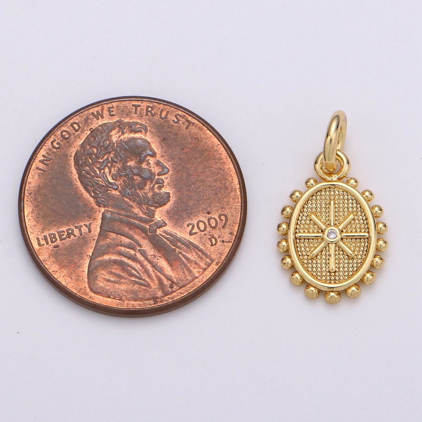 1pc Gold Micro Pave CZ Star Pendant Charm, Dainty Oval Pendant Charm, Pendant, For DIY Jewelry D-434